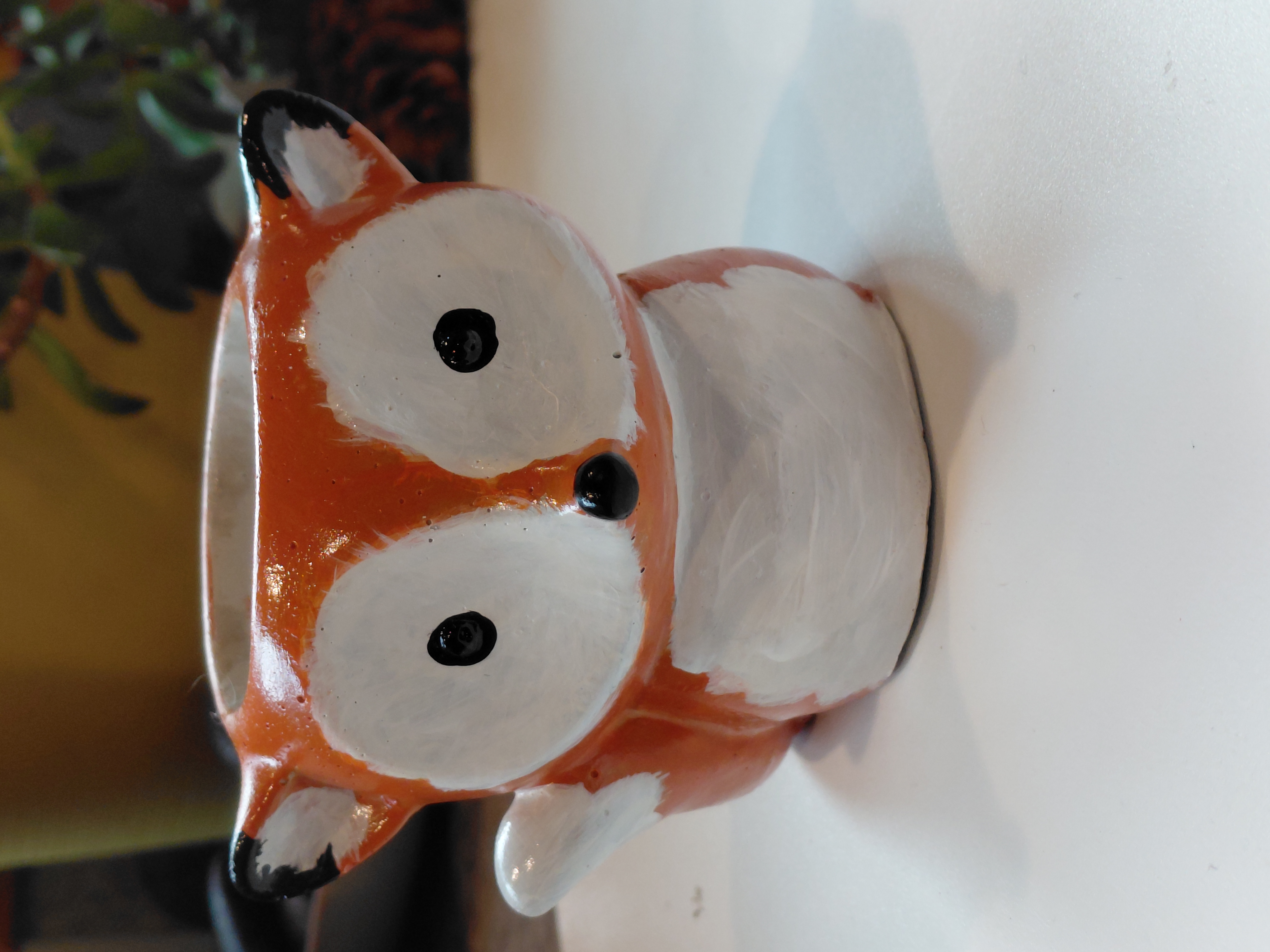 Hand Painted Concrete Fox Pot