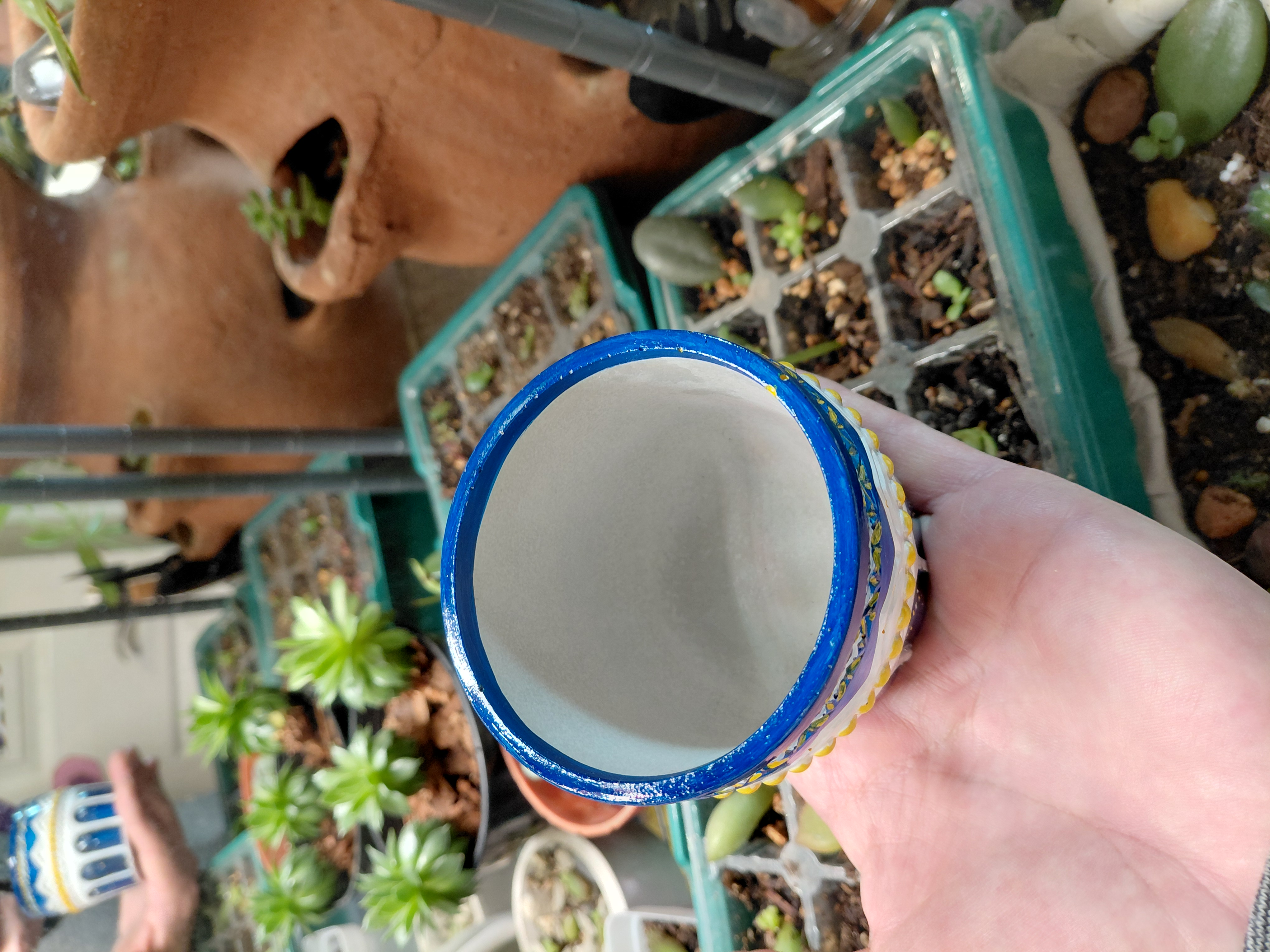 Stary Night Hand Painted Pot 2.75" tall