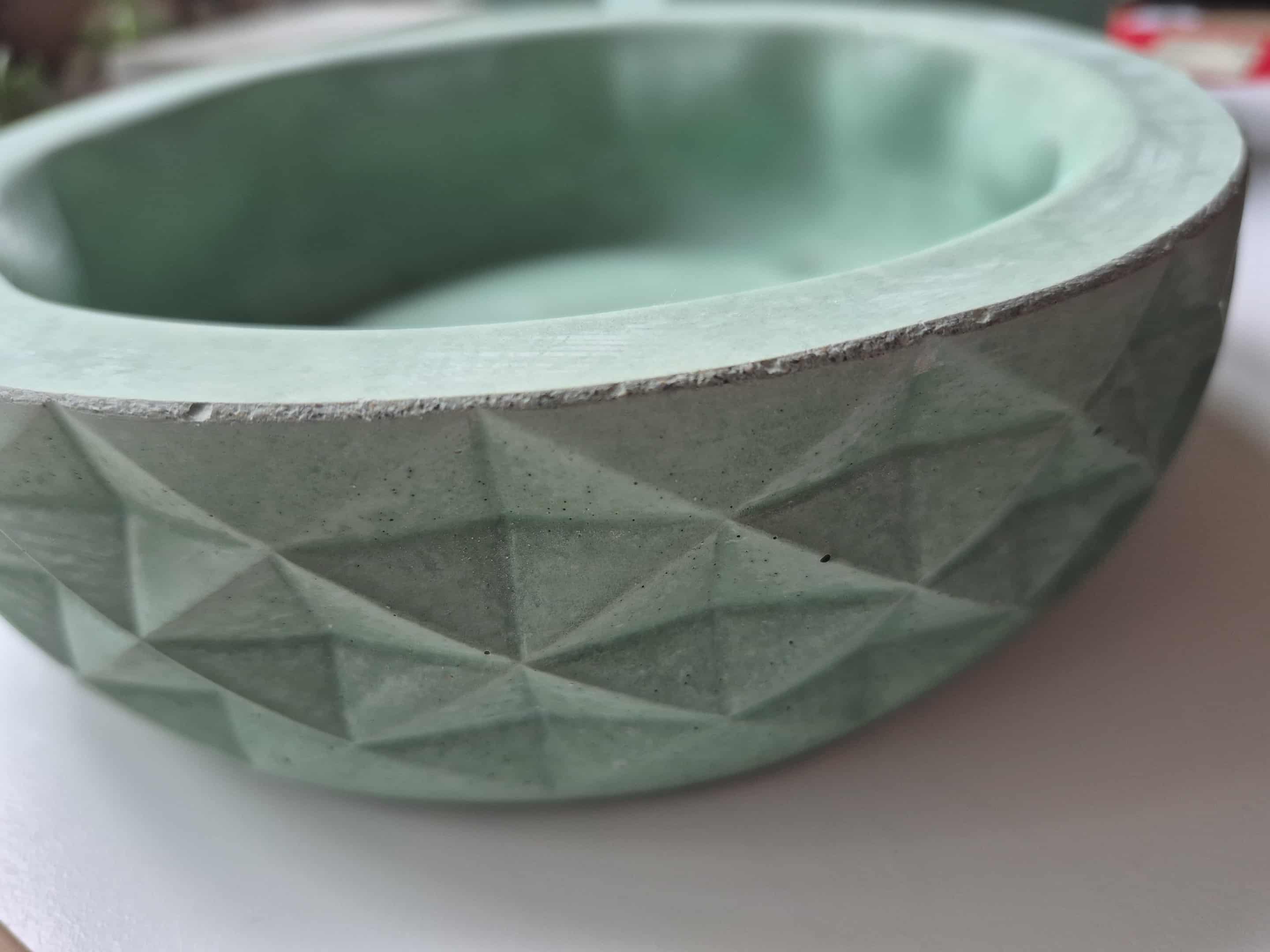 Large Jade Green Concrete Bowl w/drainage