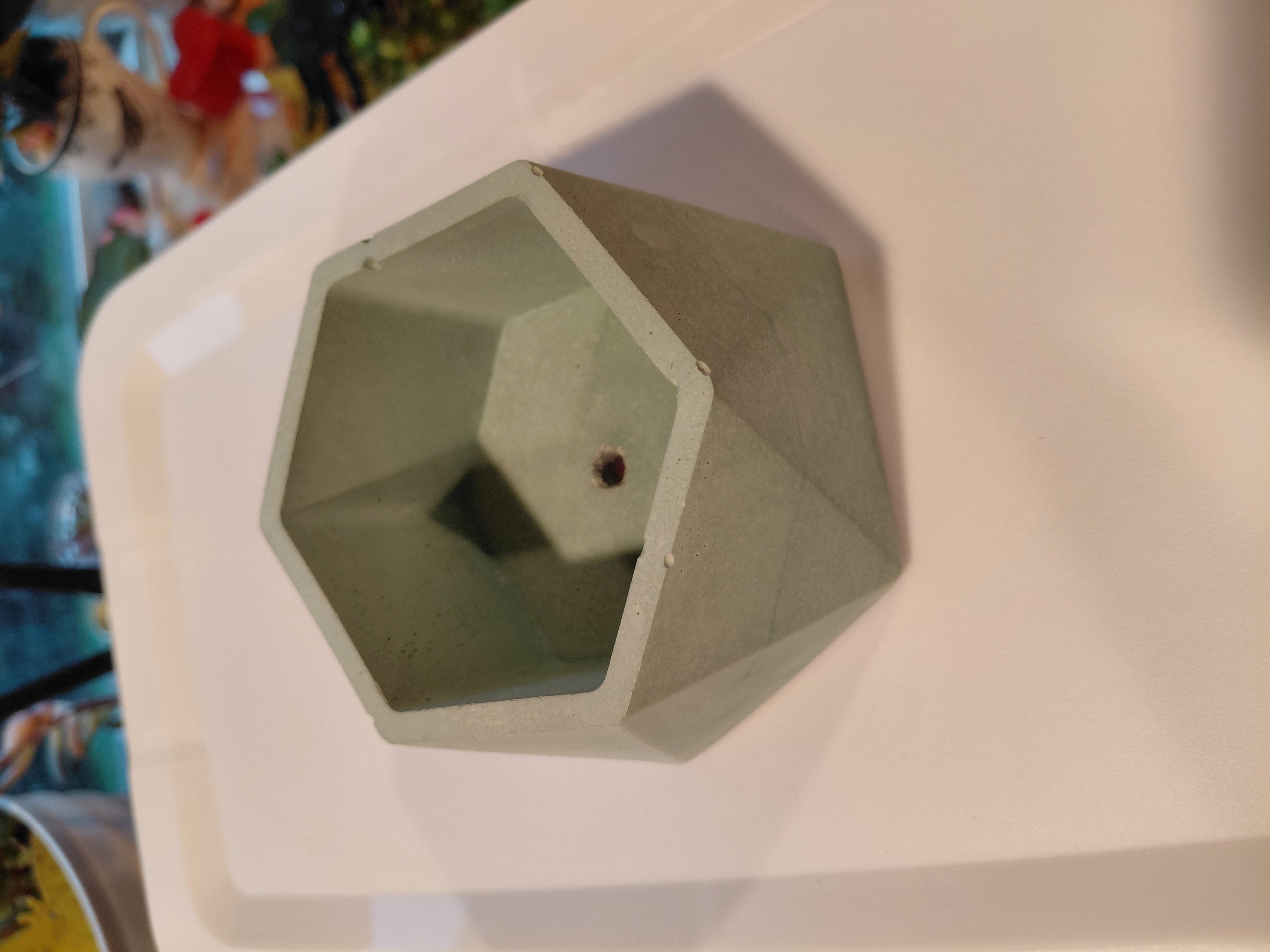 Jade Hexagonal Concrete Pot w/drainage