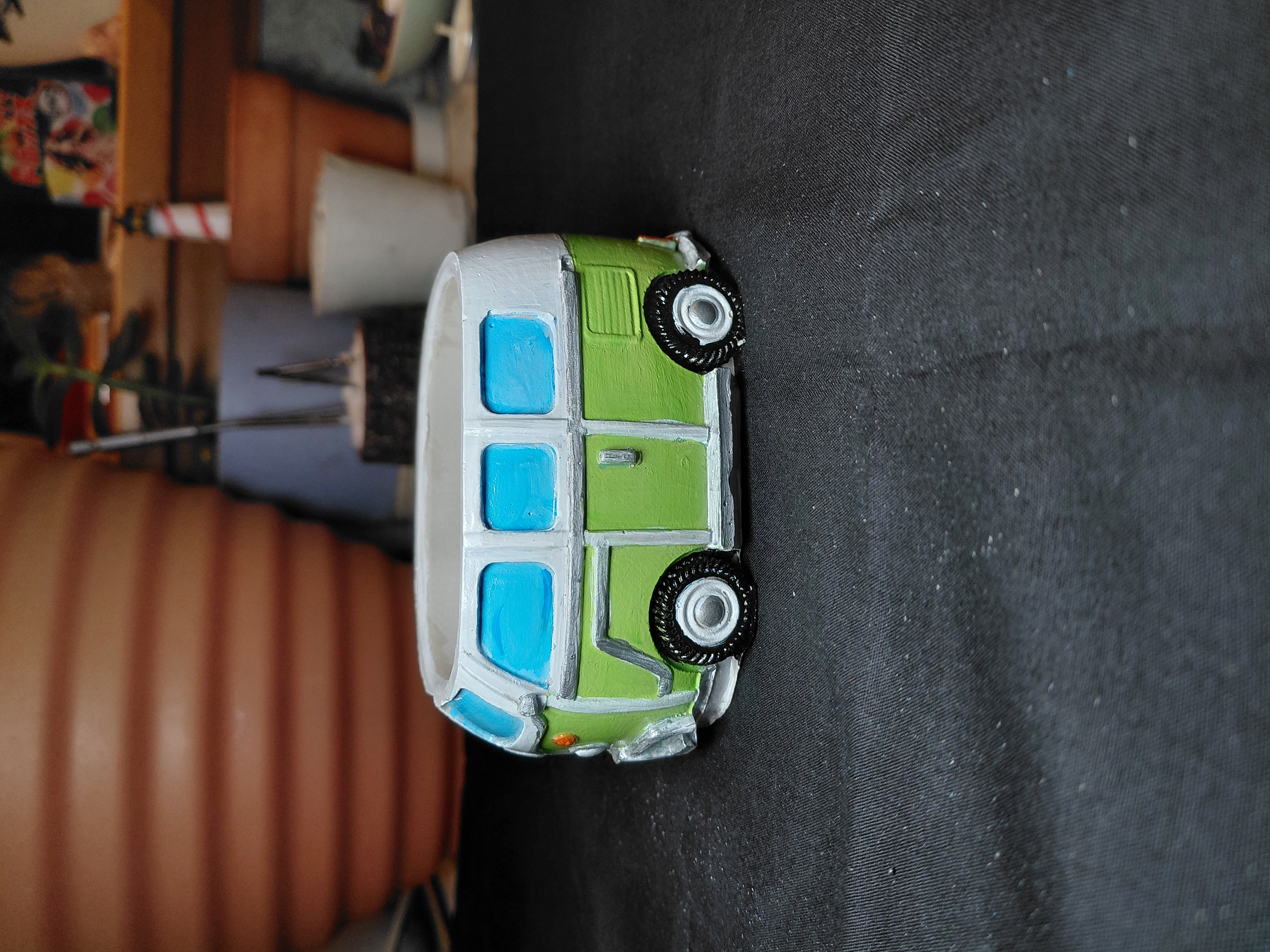Retro Van Pot/Container Hand Painted Concrete