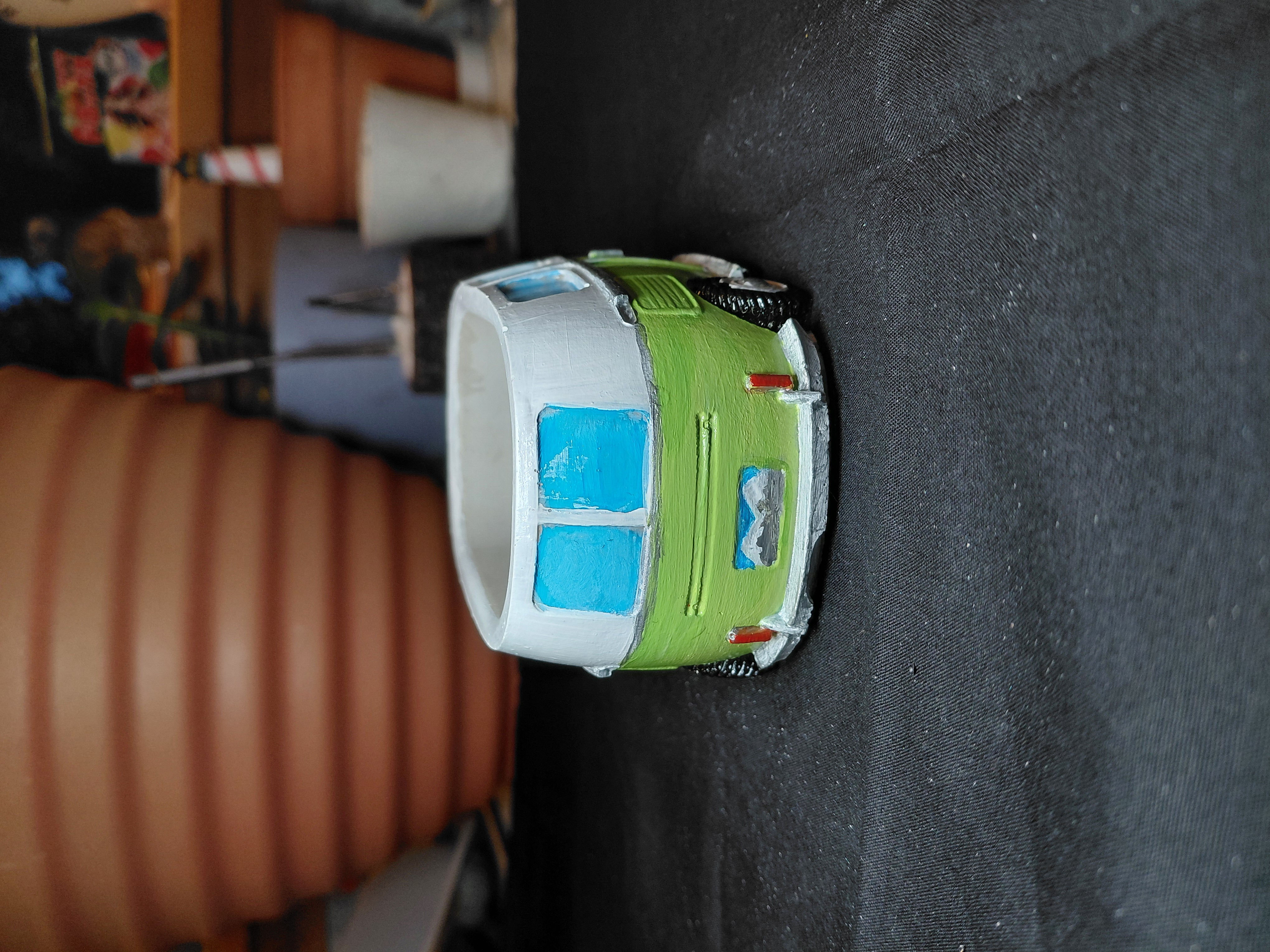 Retro Van Pot/Container Hand Painted Concrete