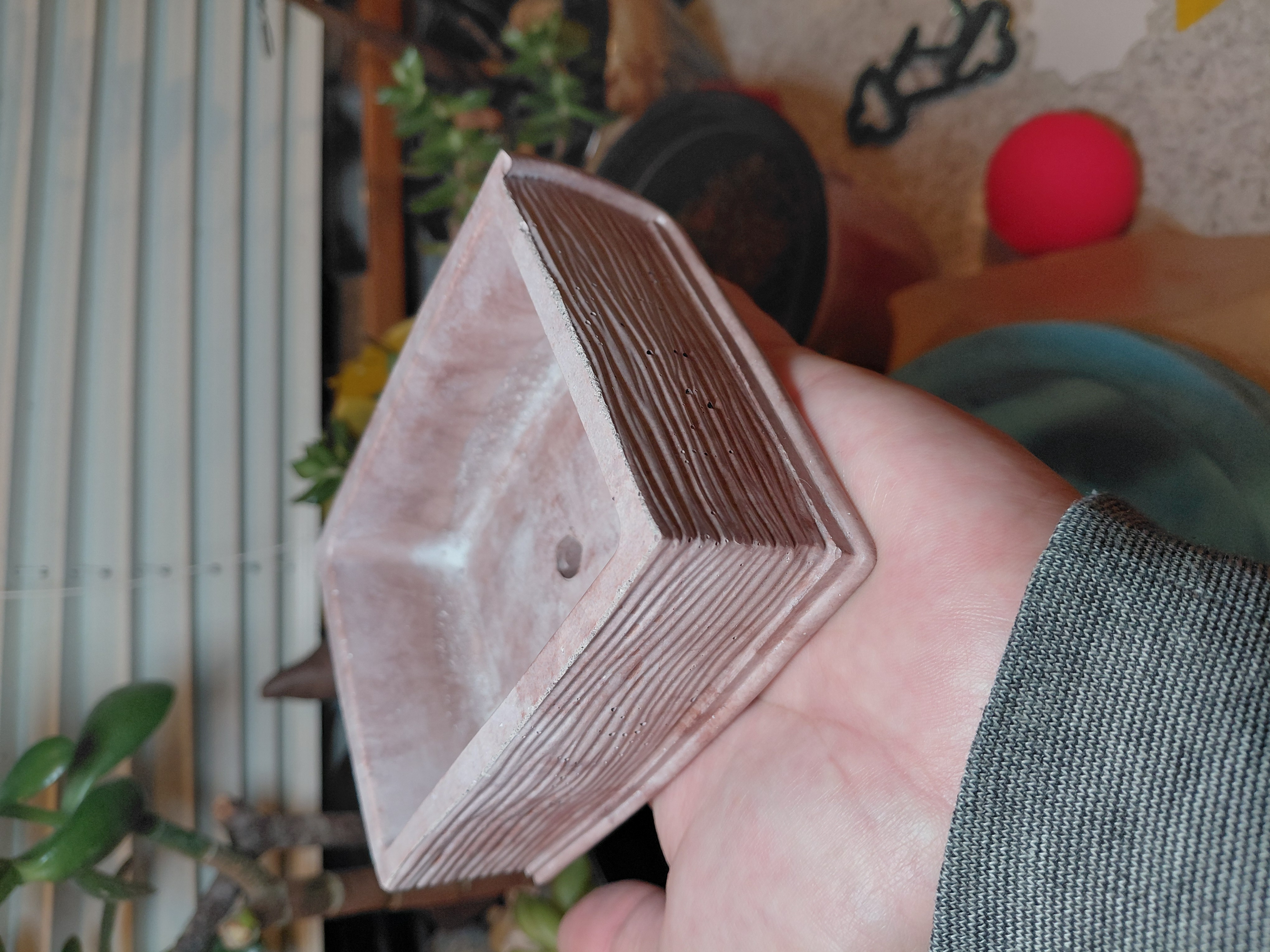 Brown Book Pot w/Hole