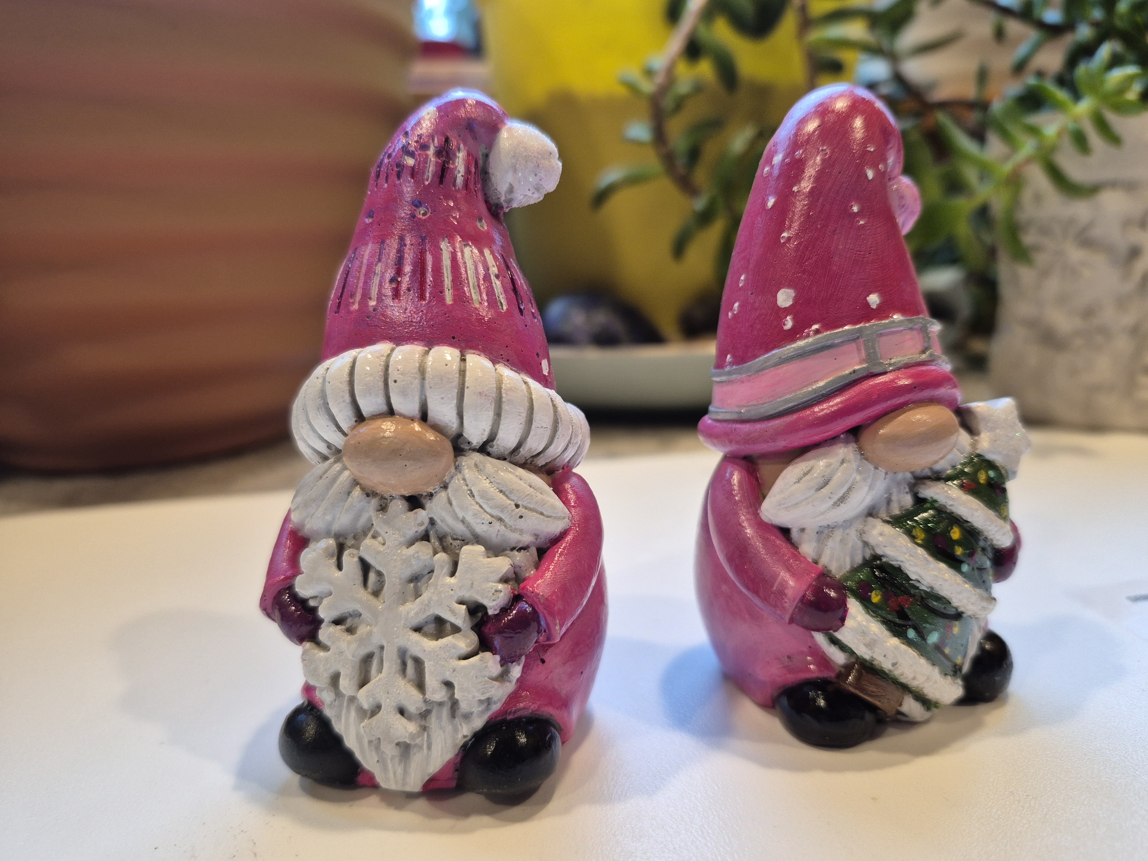 Set of Xmas Gnomes Hand Painted Concrete