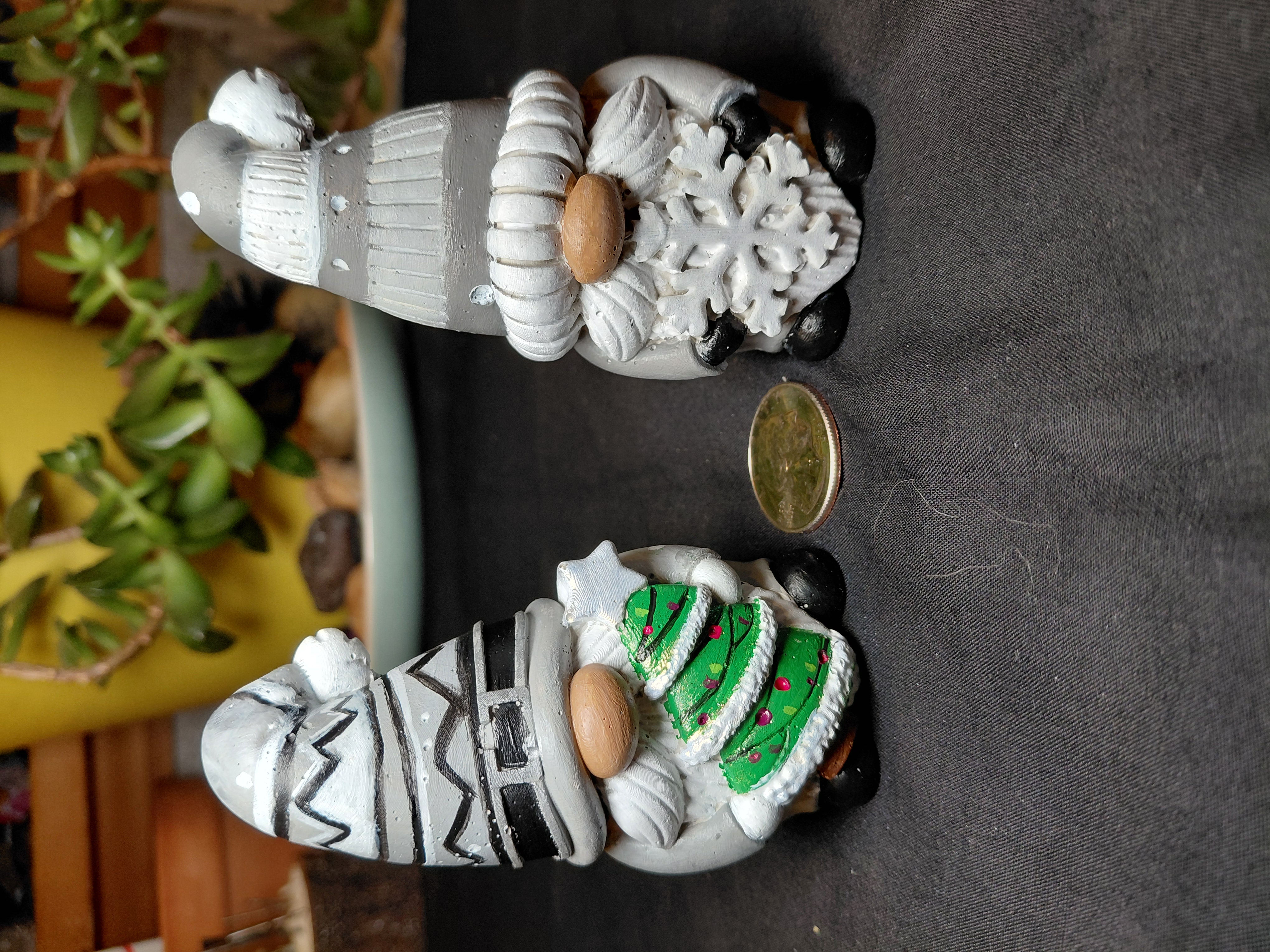 Set of Xmas Gnomes Hand Painted Concrete