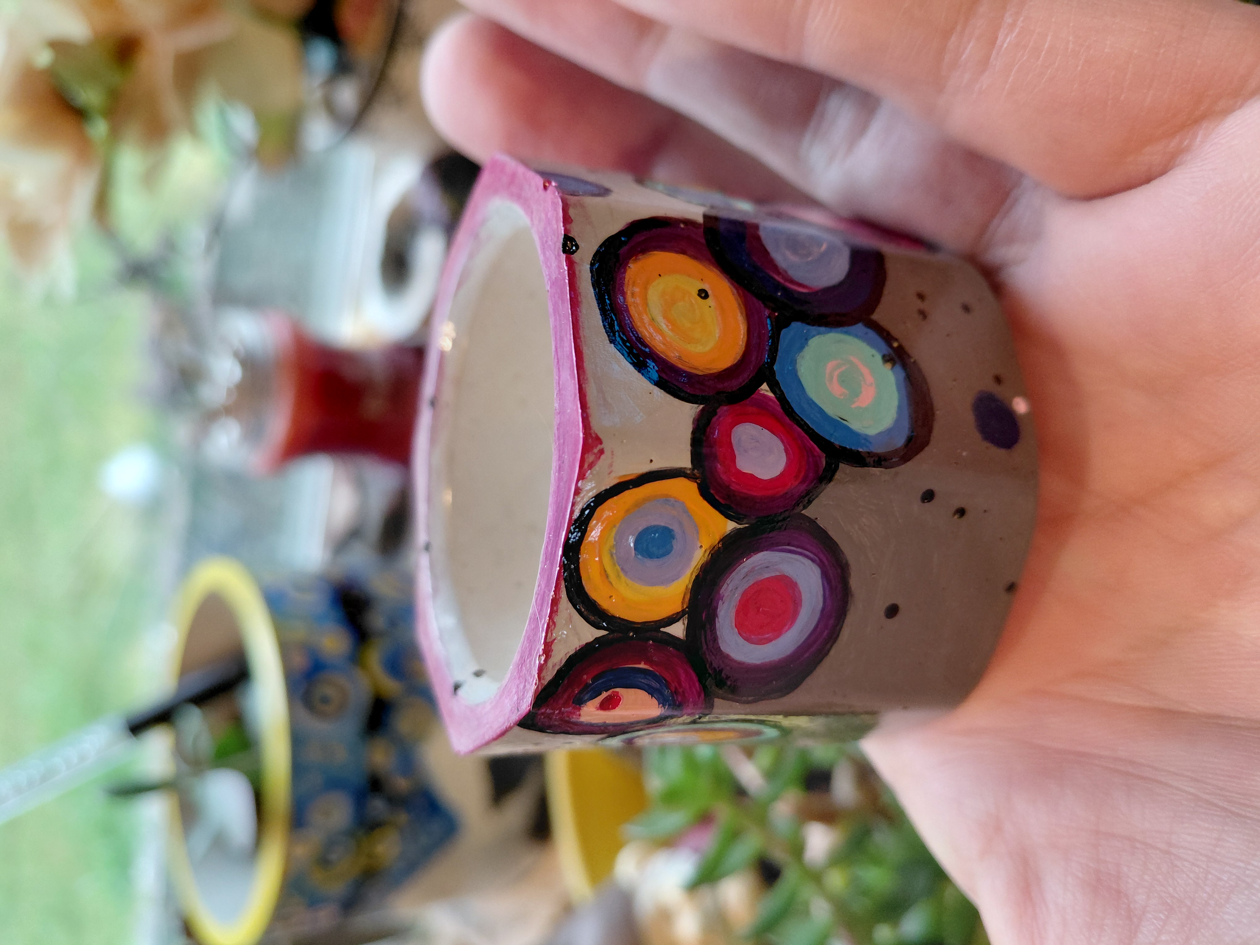 Tiny Painted Octagon Pot 1.75" tall