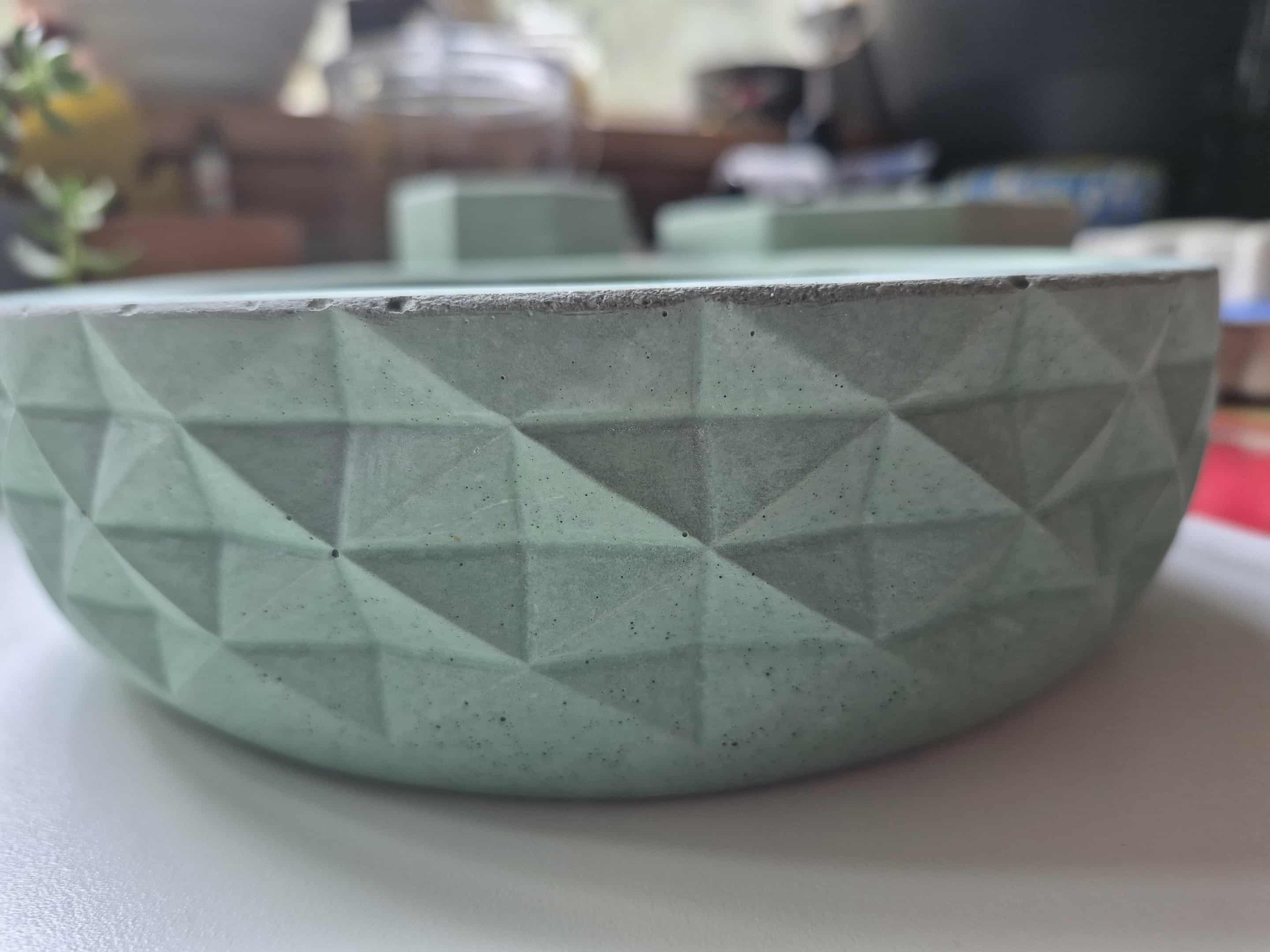 Large Jade Green Concrete Bowl w/drainage