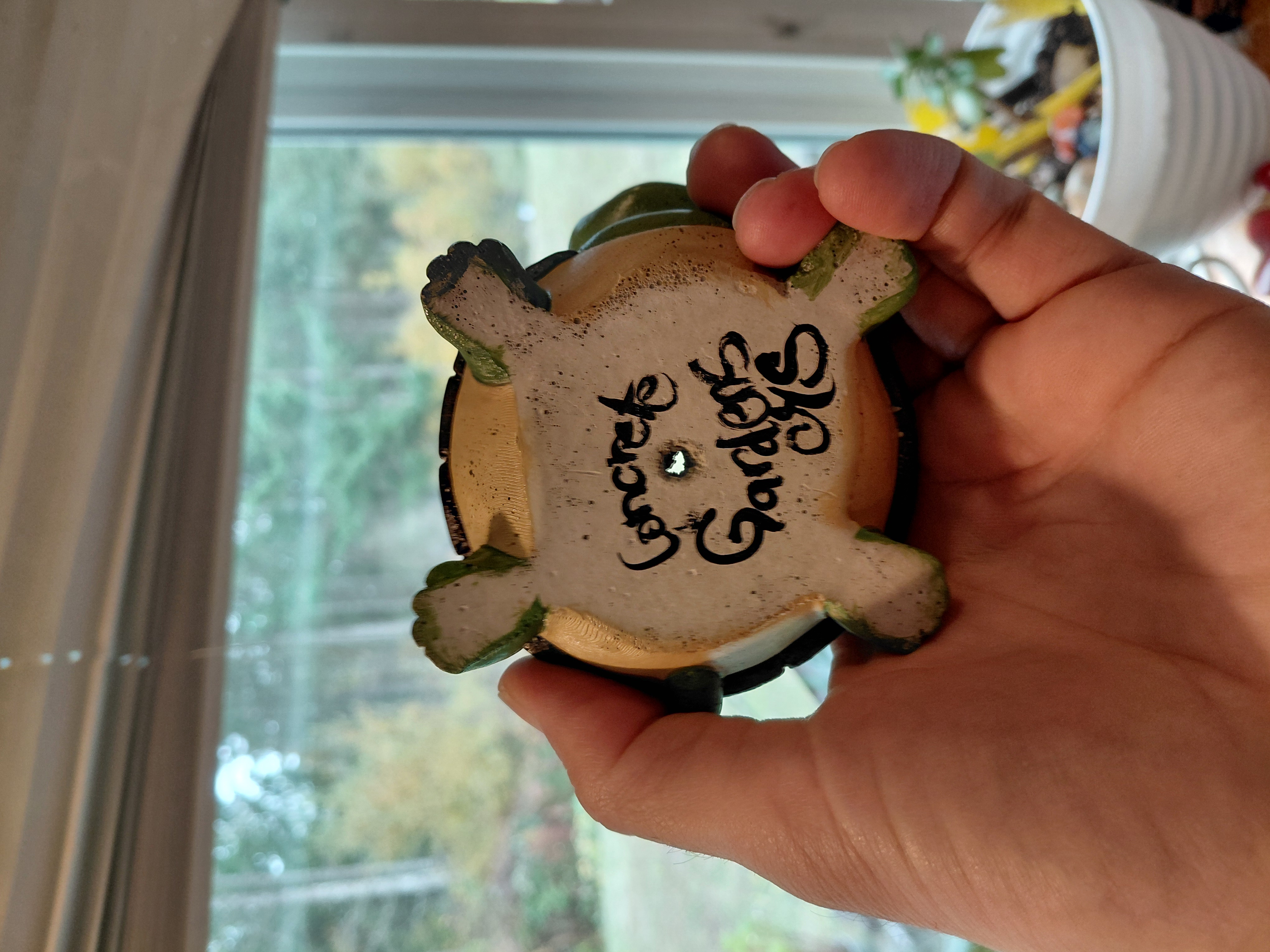 Turtle Concrete Pot Hand Painted w/drainage