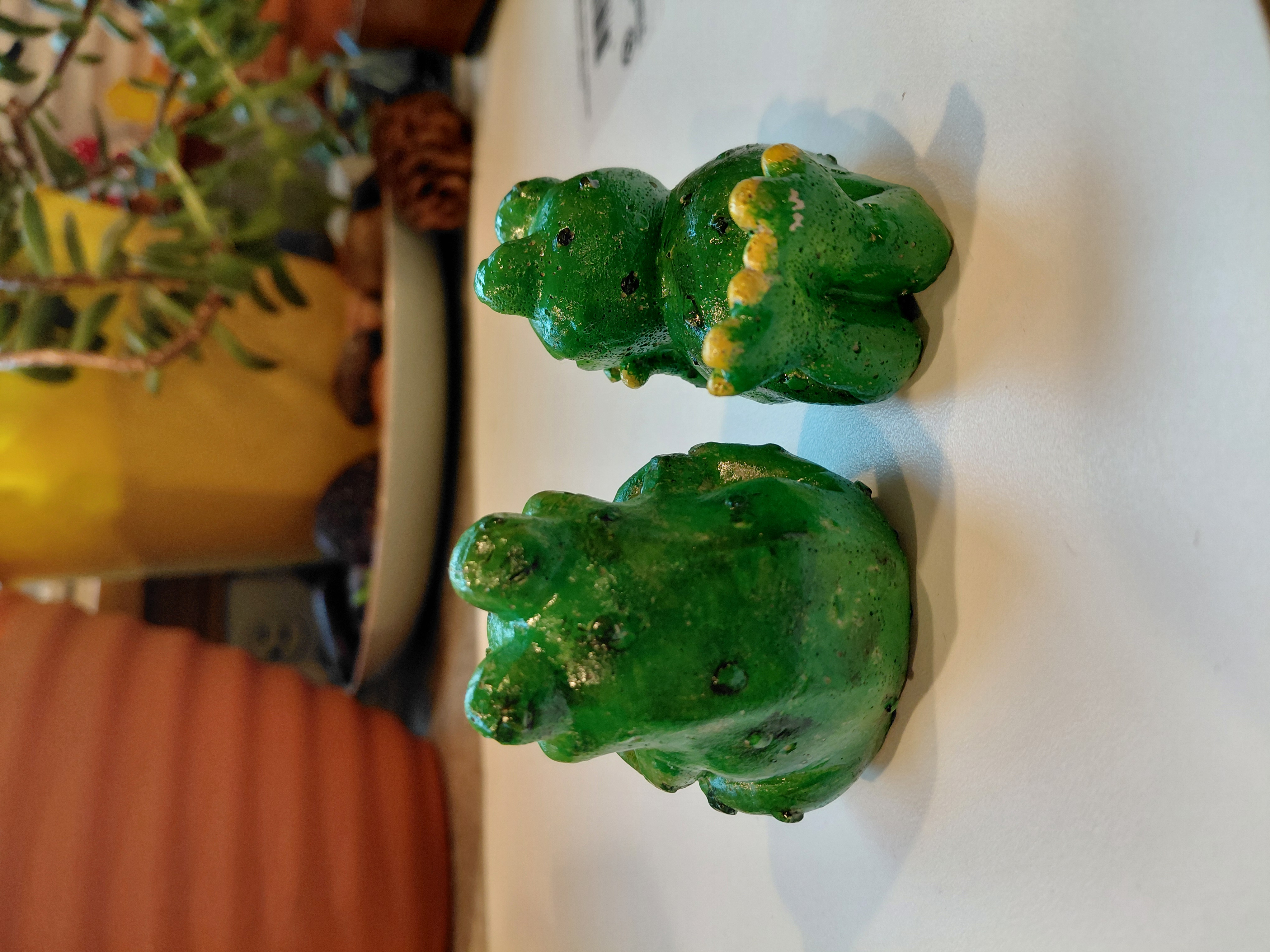 Set of Hand Painted Concrete Frogs