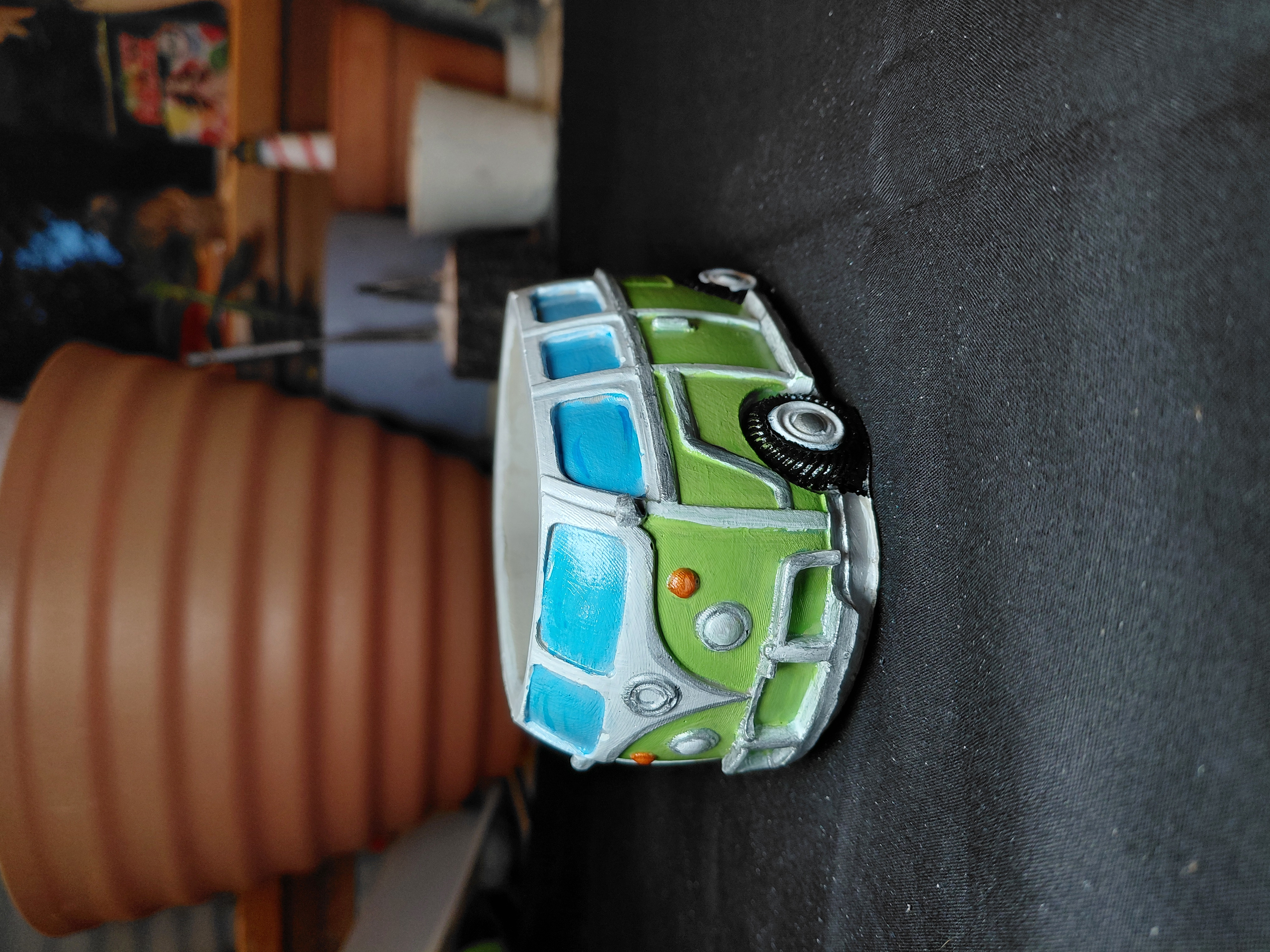 Retro Van Pot/Container Hand Painted Concrete