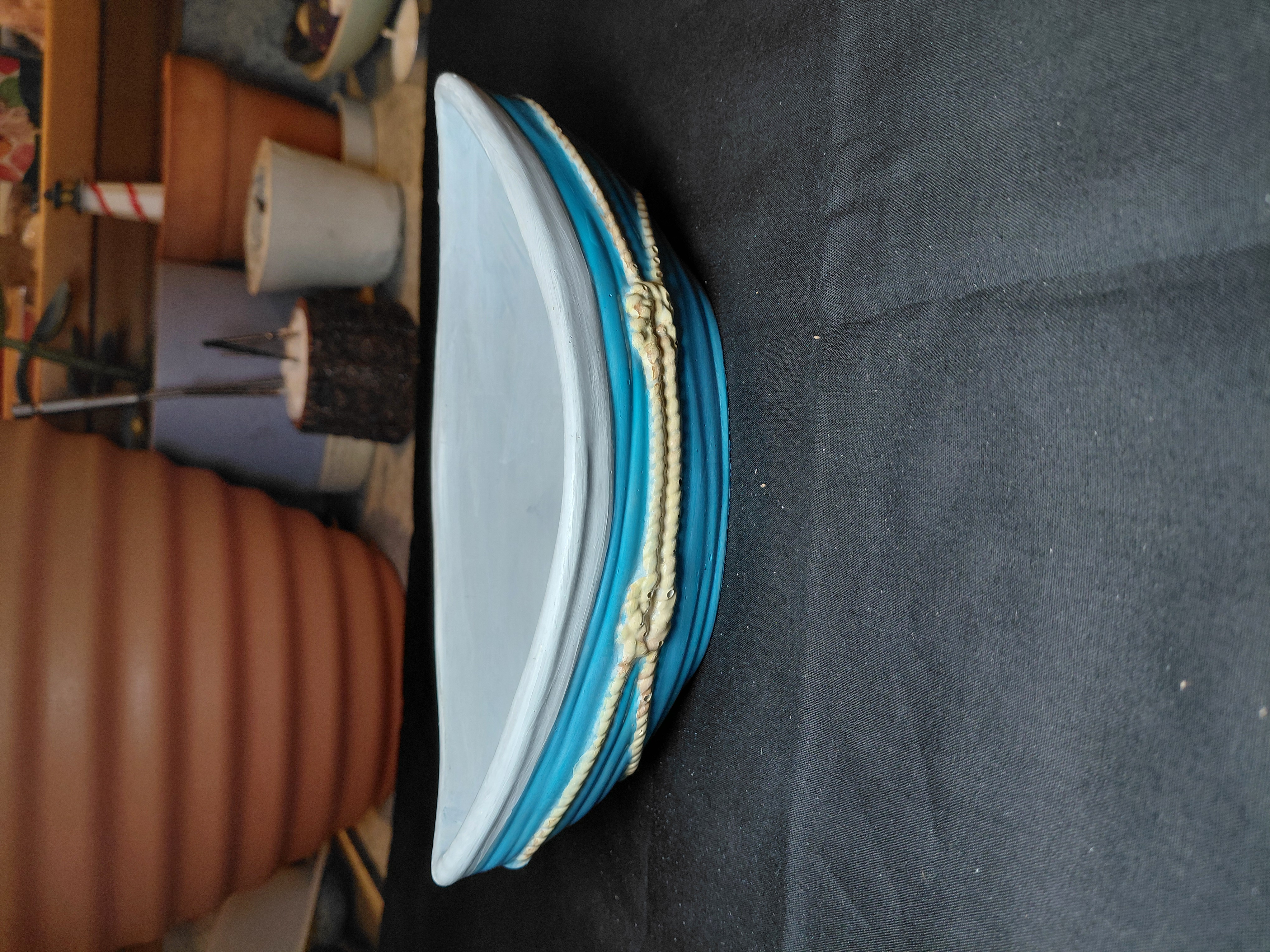 Boat Container/Pot Hand Painted Concrete