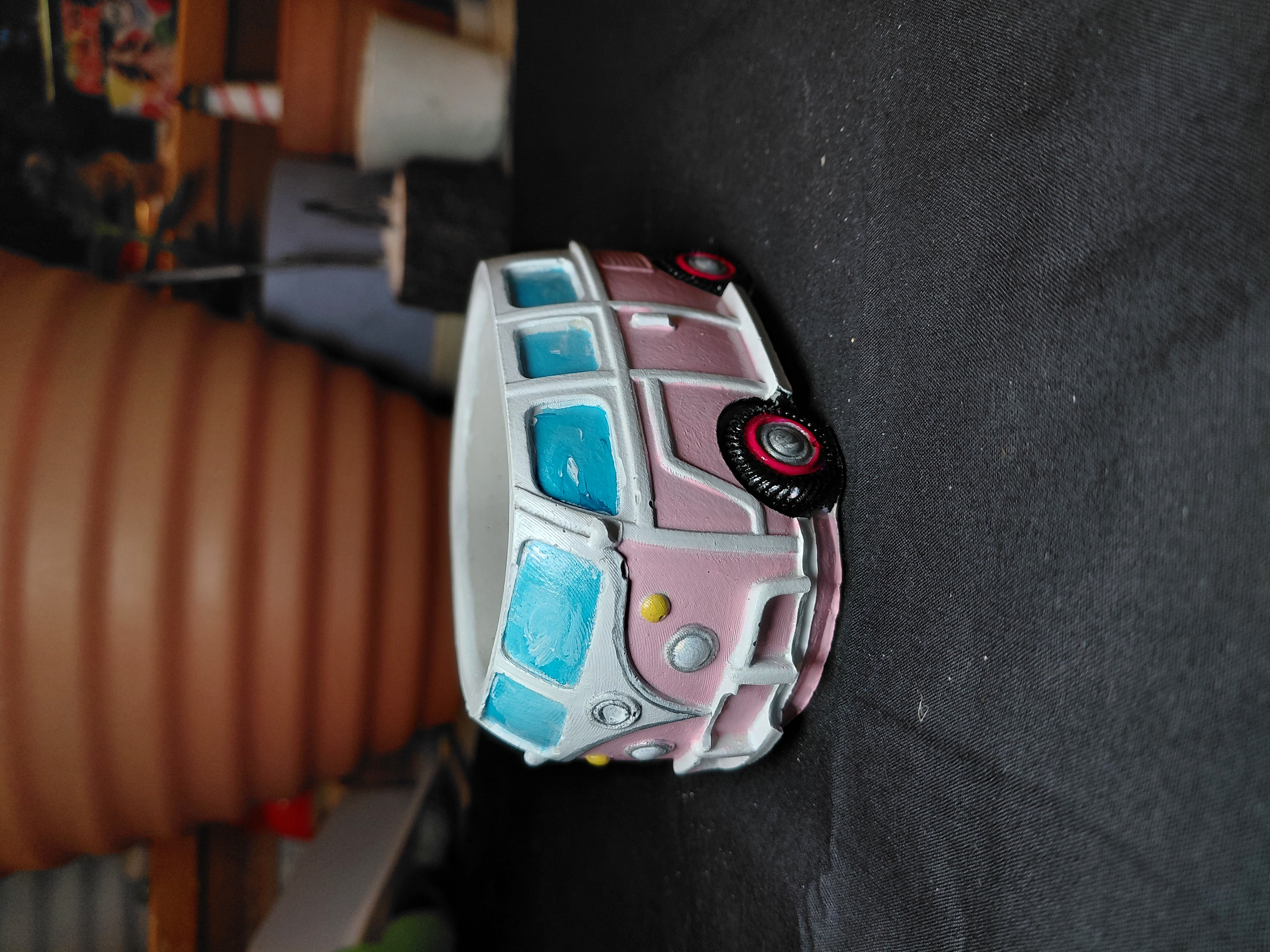 Retro Van Pot/Container Hand Painted Concrete