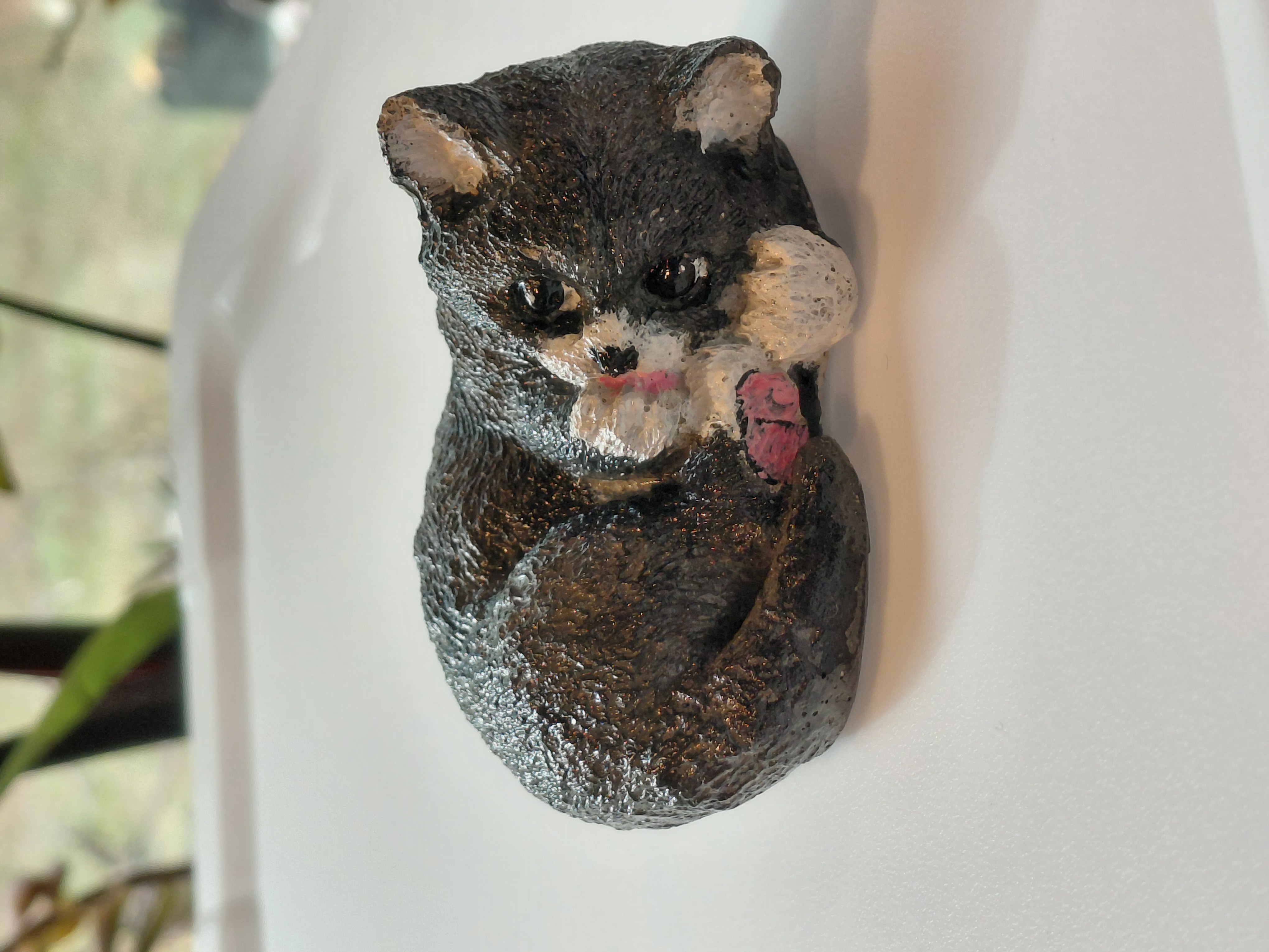 Hand Painted Concrete Kitten