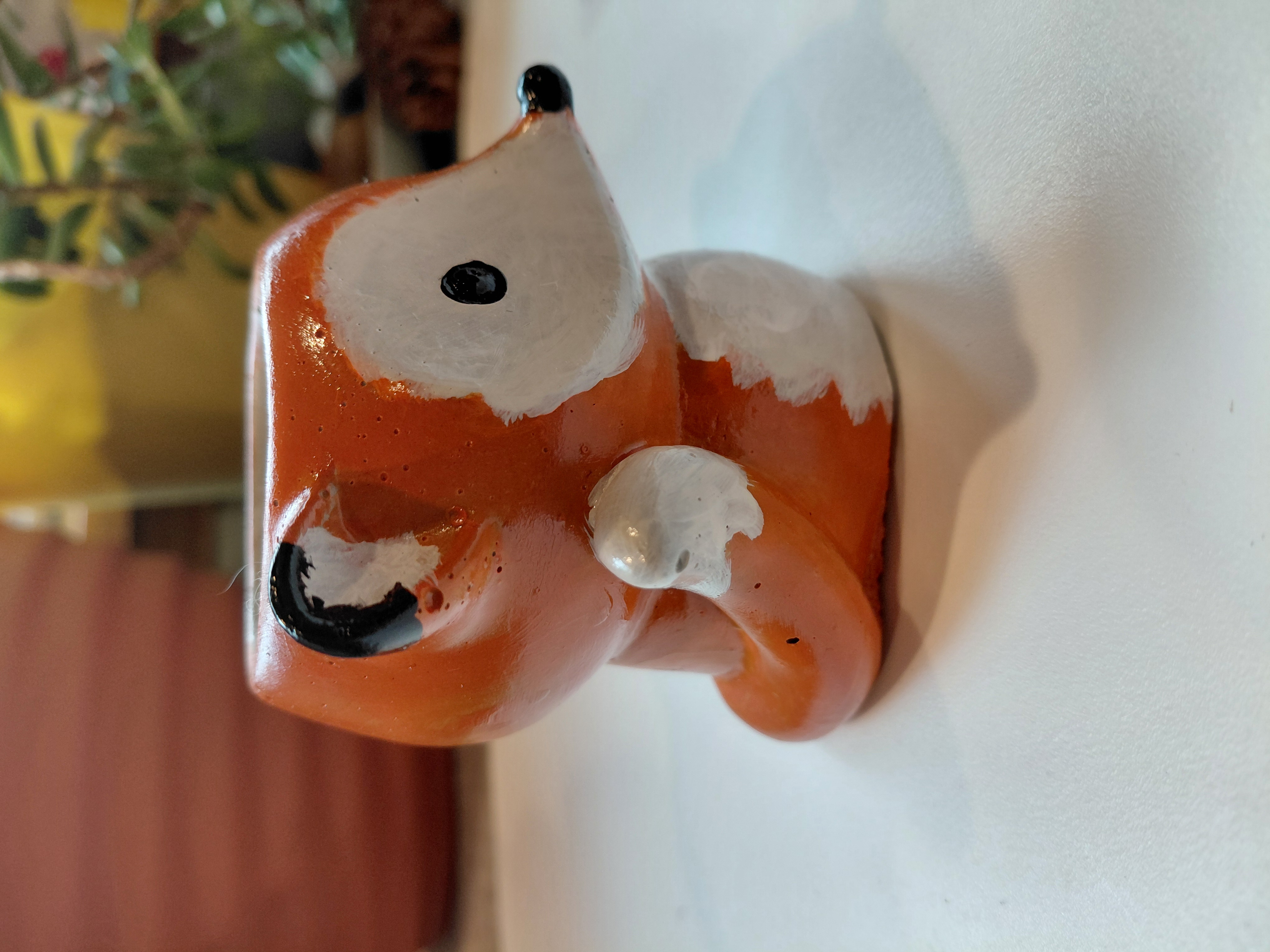 Hand Painted Concrete Fox Pot
