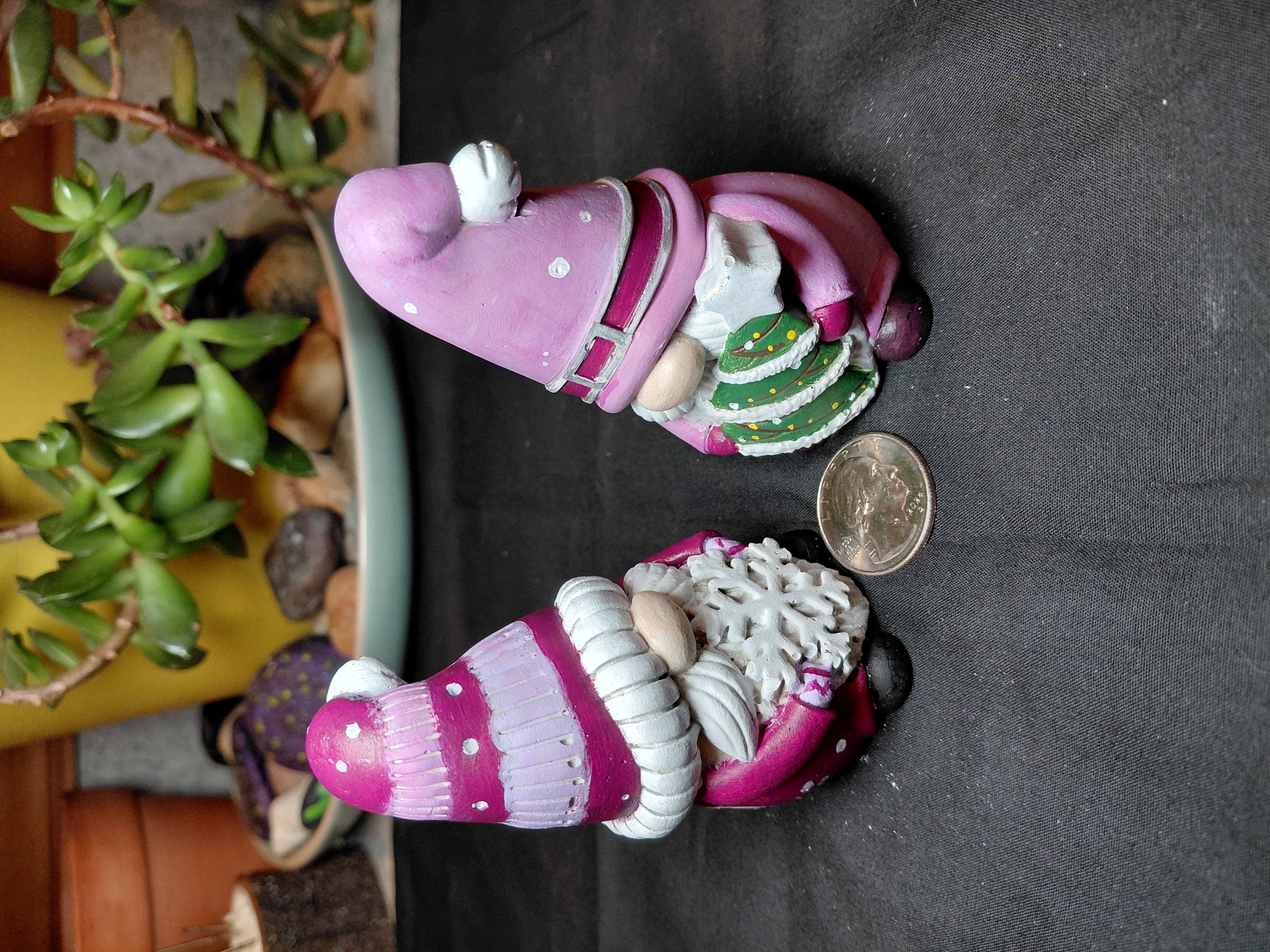 Set of Xmas Gnomes Hand Painted Concrete