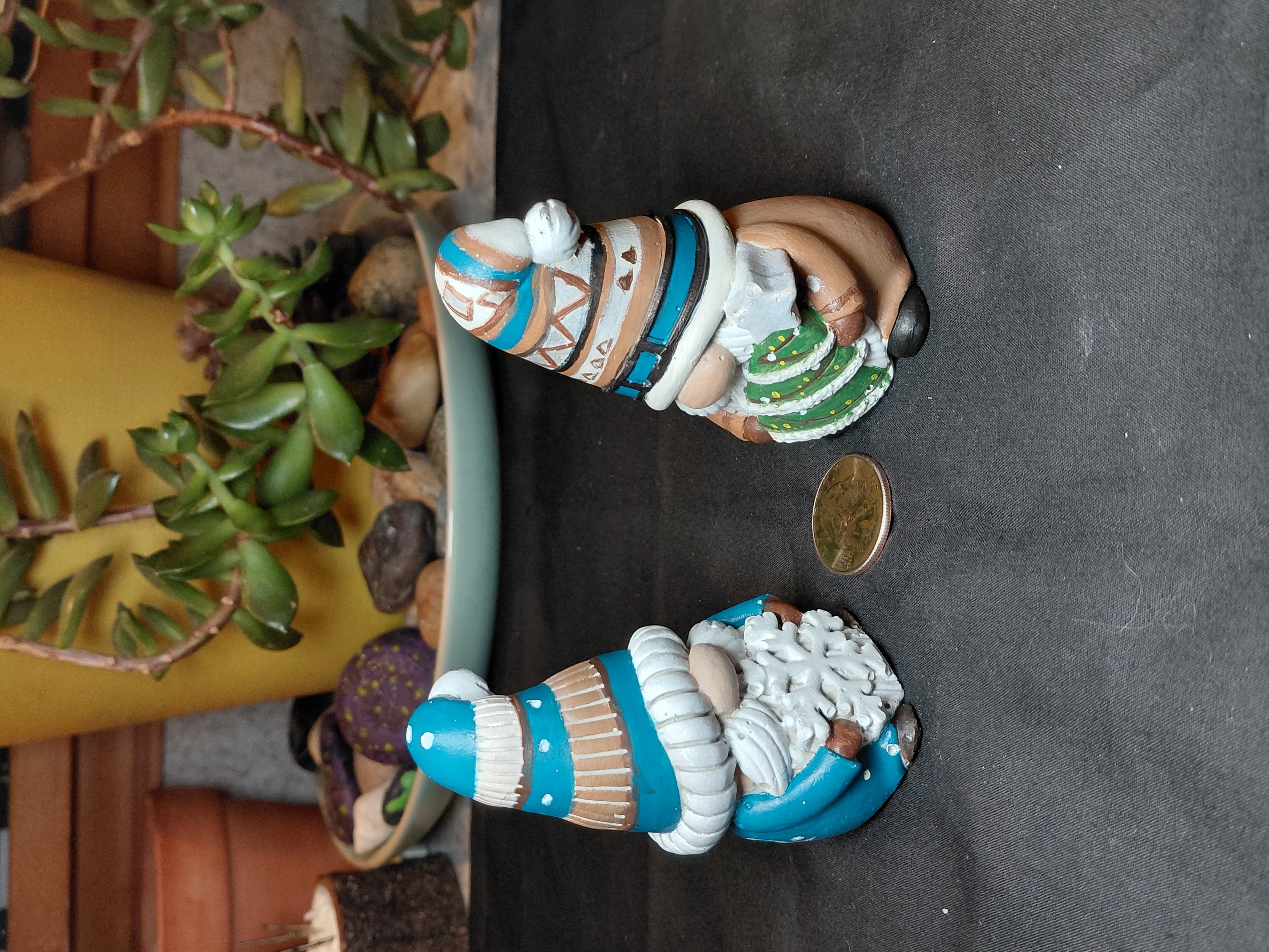 Set of Xmas Gnomes Hand Painted Concrete