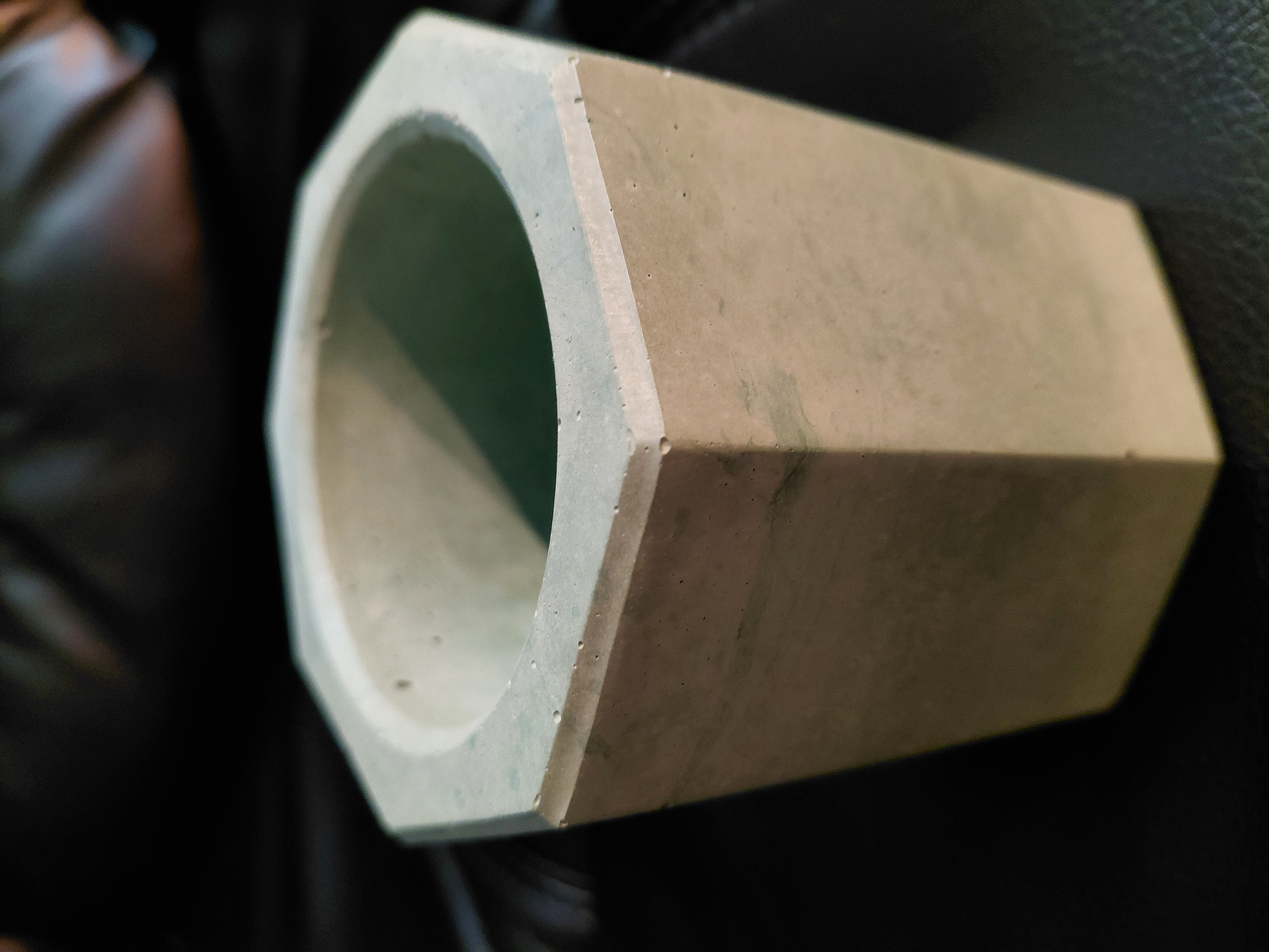 Jade Green Octagon Concrete Pot 