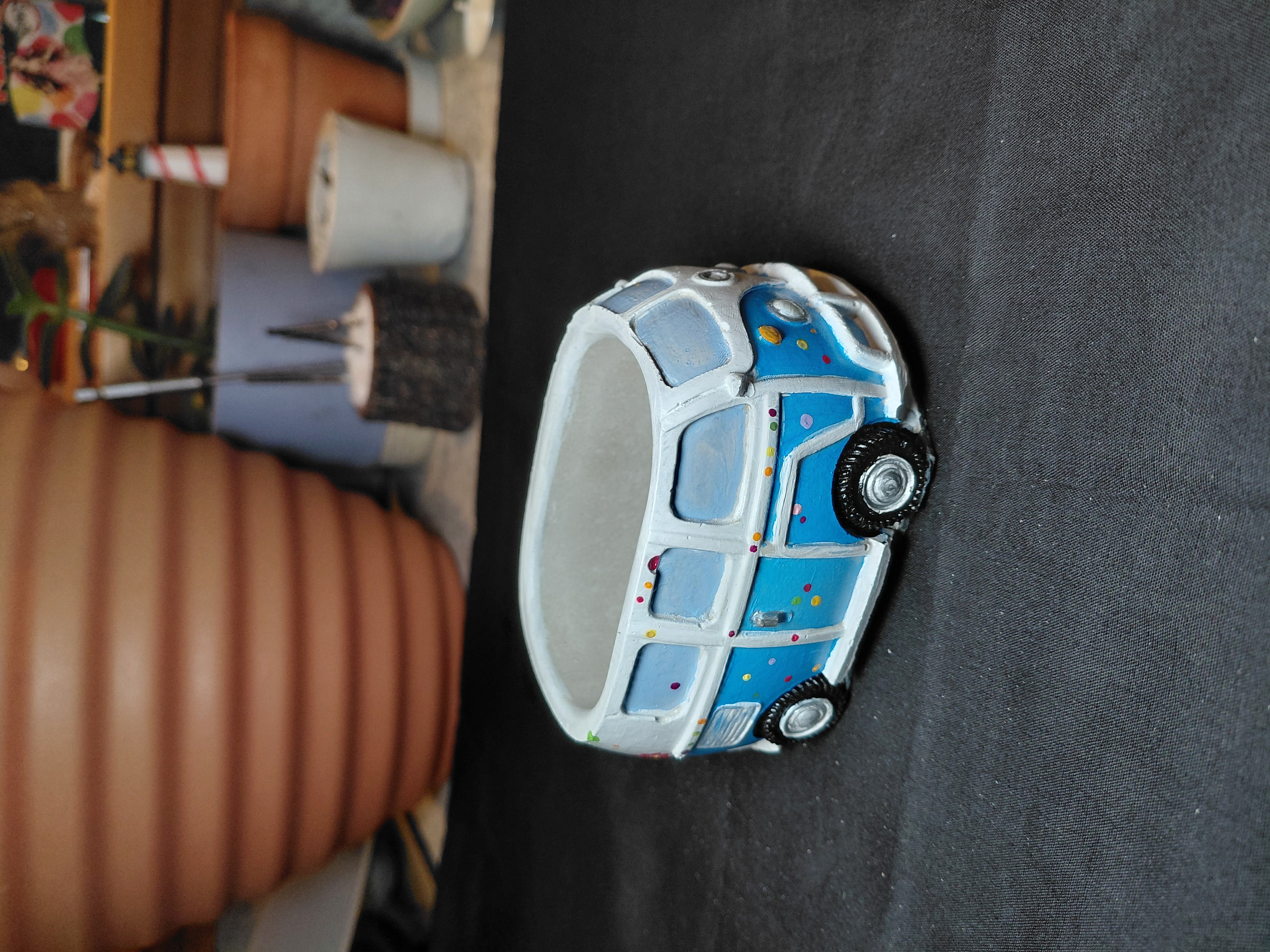 Retro Van Pot/Container Hand Painted Concrete