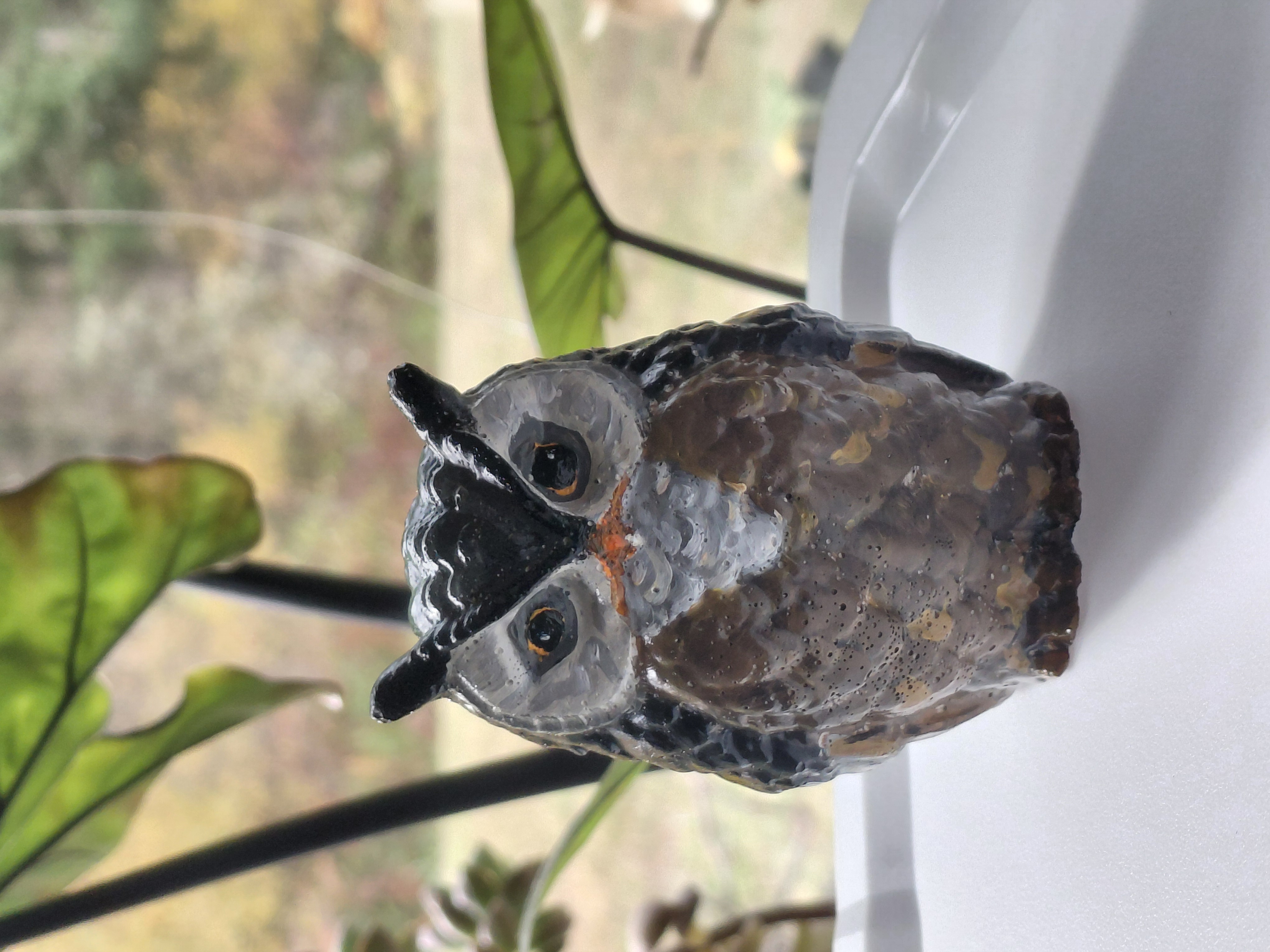 Hand Painted Concrete Owl