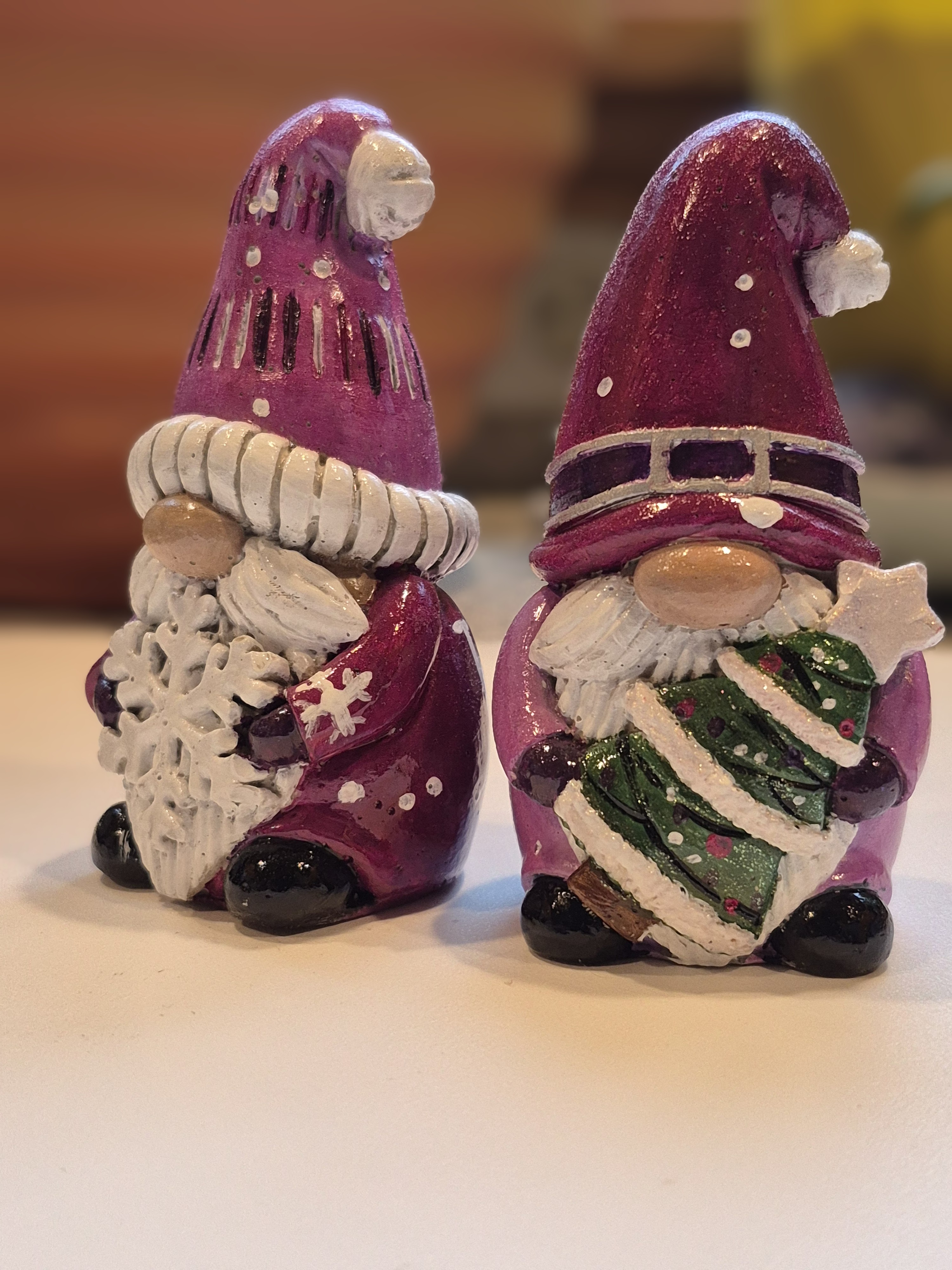 Set of Xmas Gnomes Hand Painted Concrete