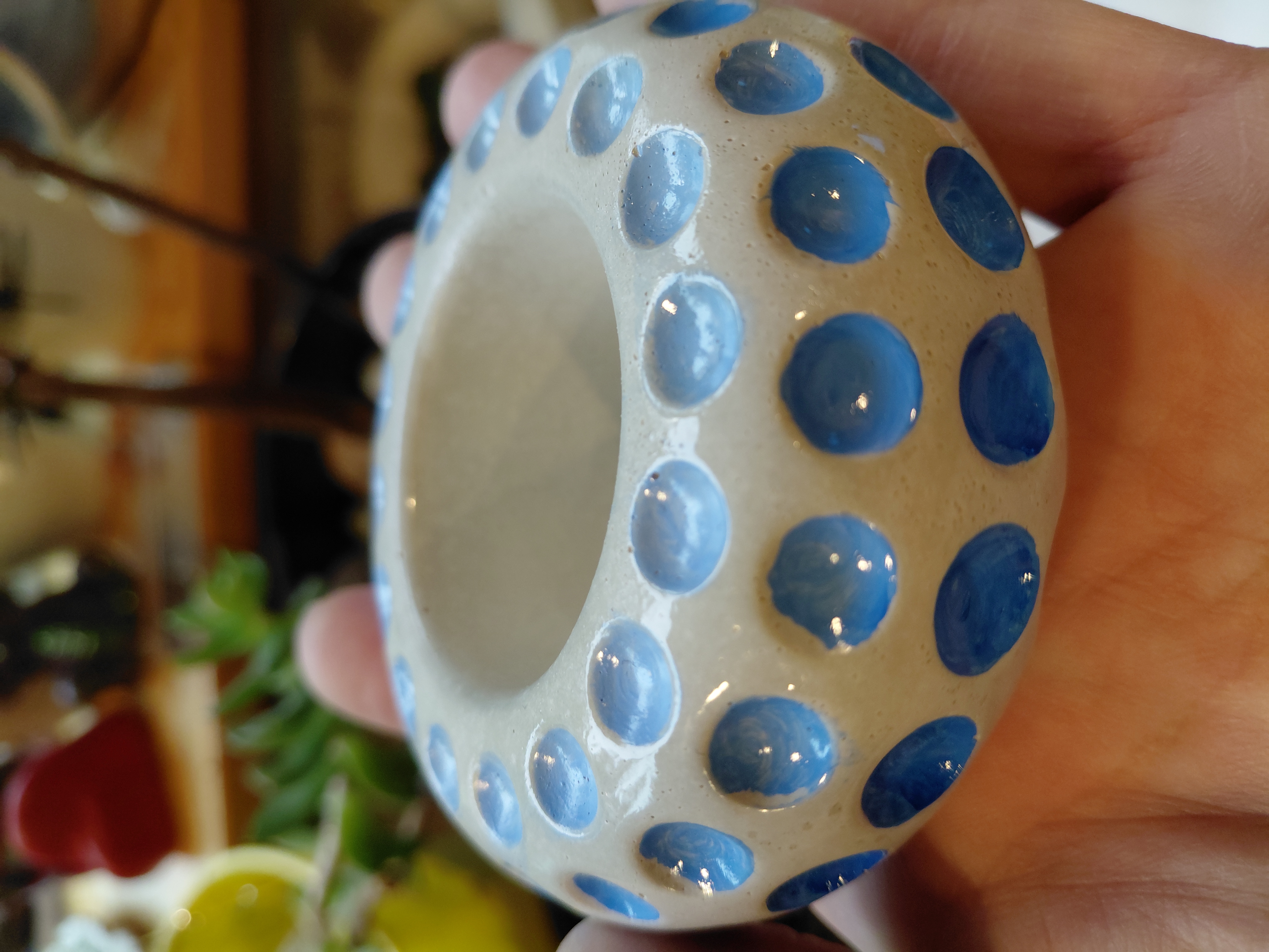 Short Dimpled Pot Hand Painted 1.5" tall