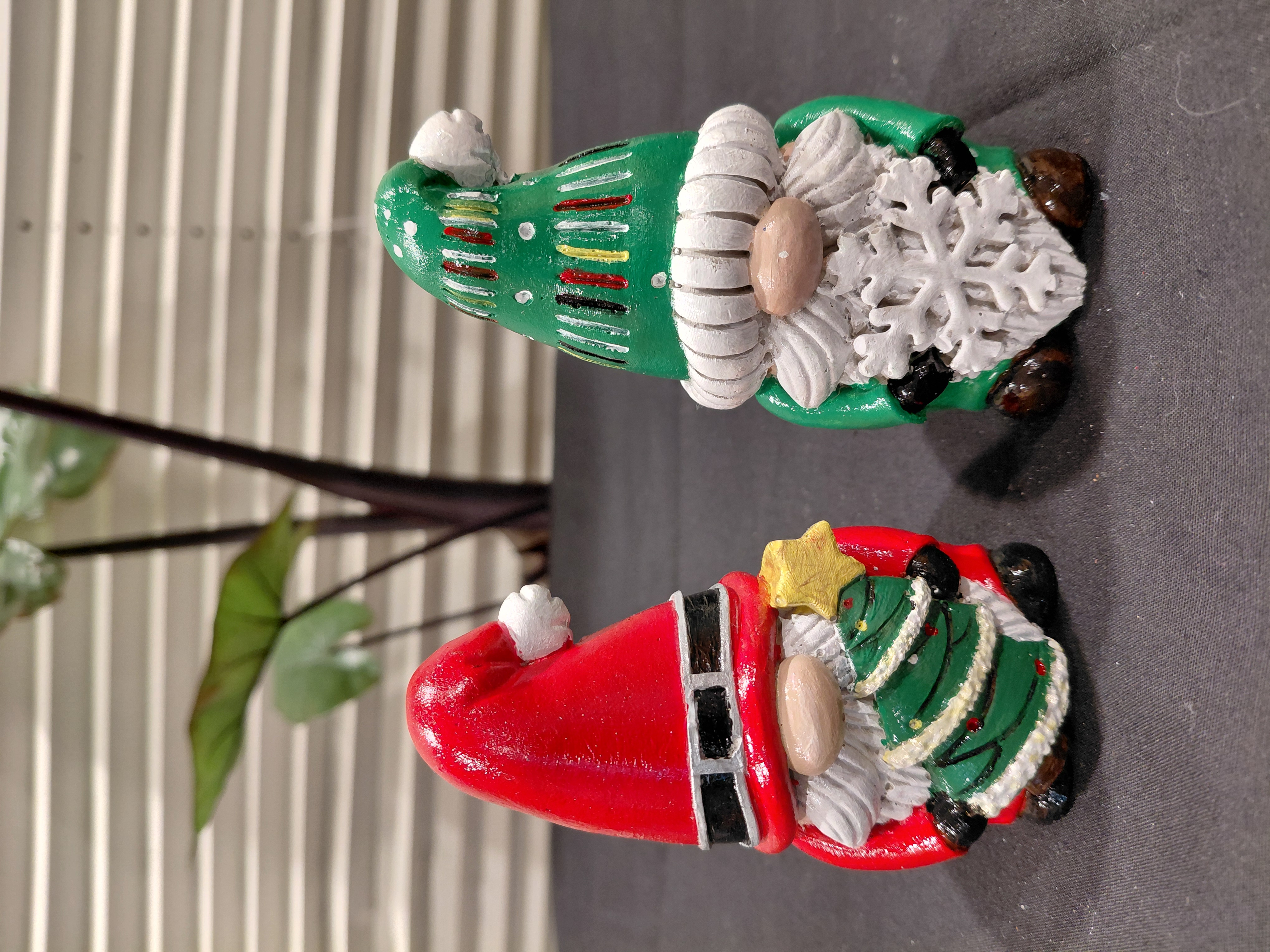 Set of Xmas Hand Painted Concrete Gnomes 