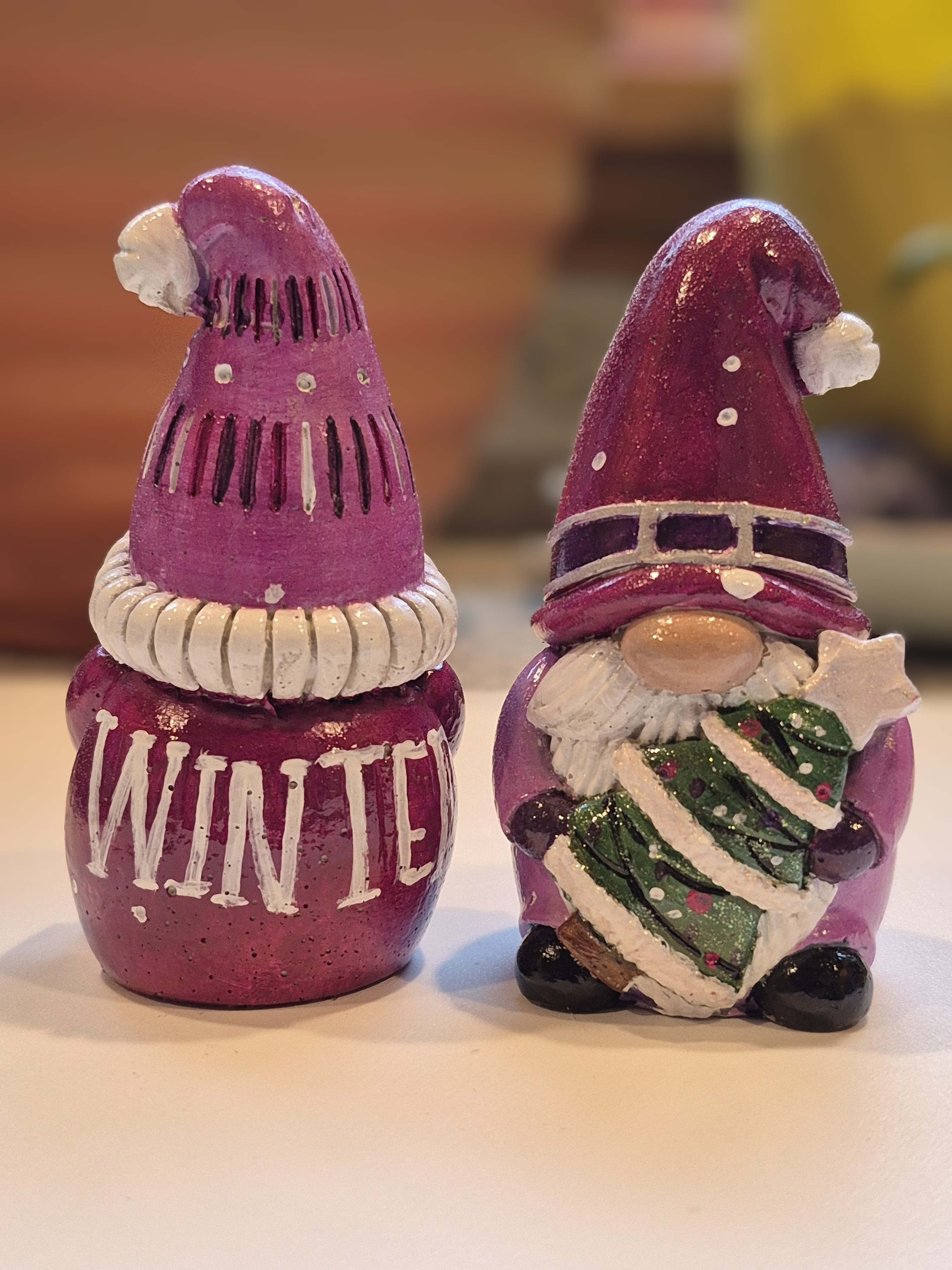 Set of Xmas Gnomes Hand Painted Concrete