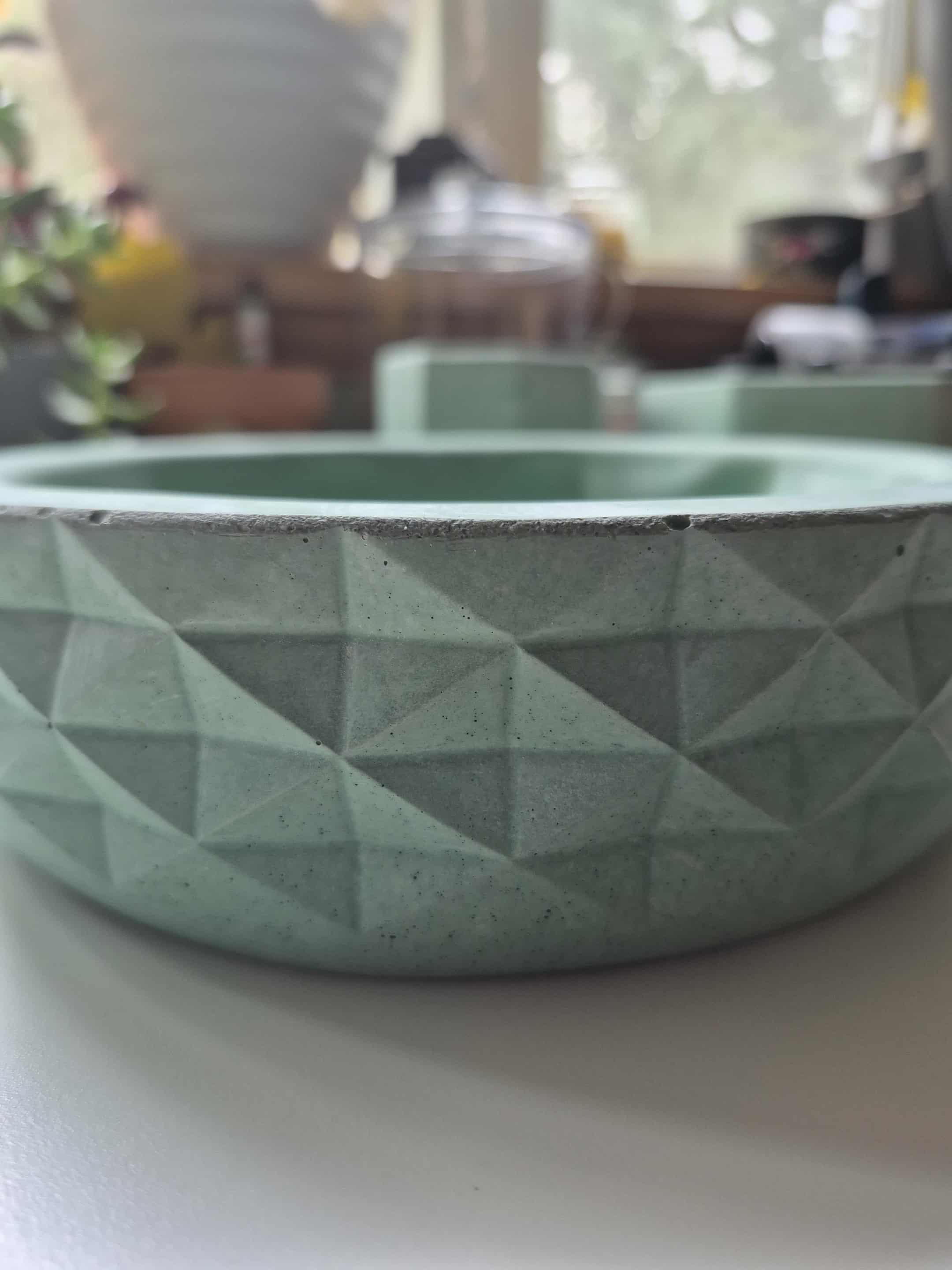 Large Jade Green Concrete Bowl w/drainage
