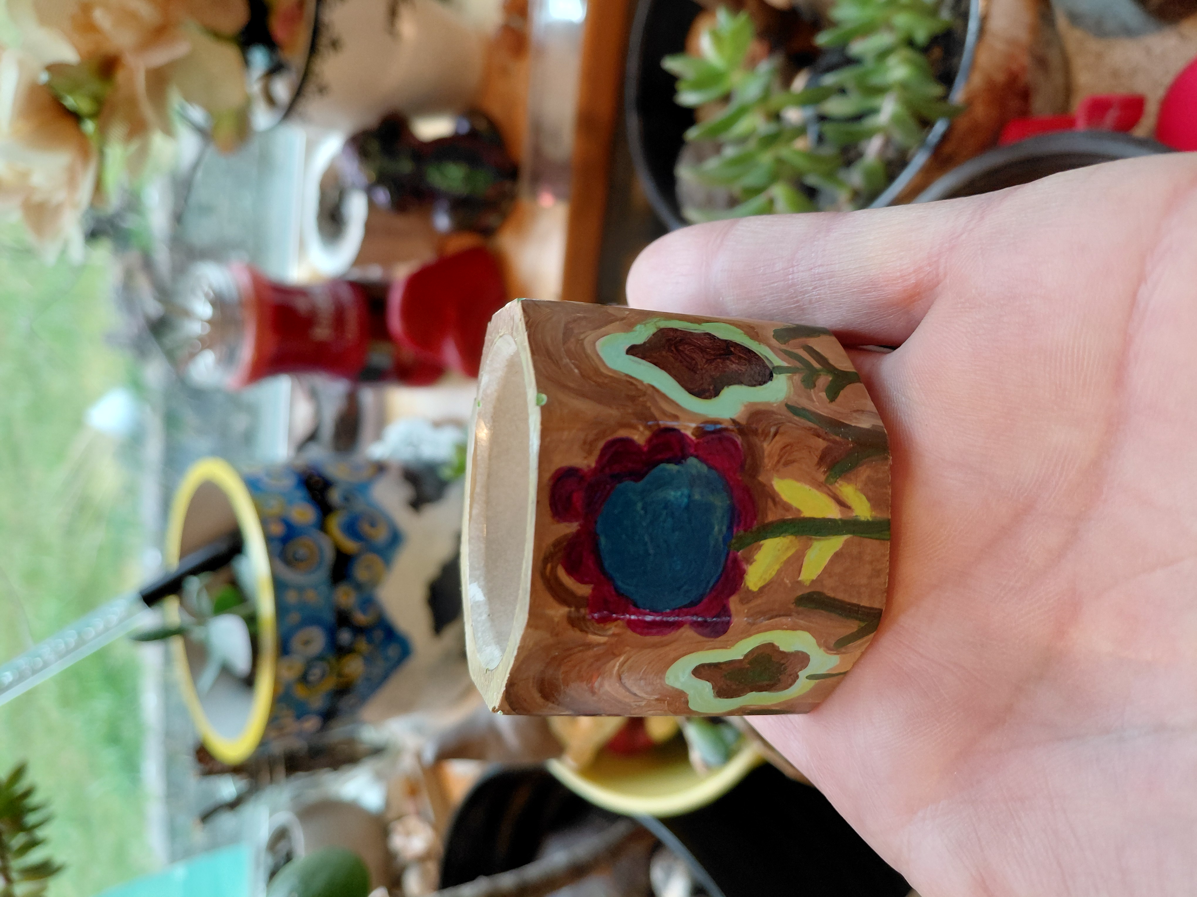 Tiny Painted Octagonal Pot 1.5" tall