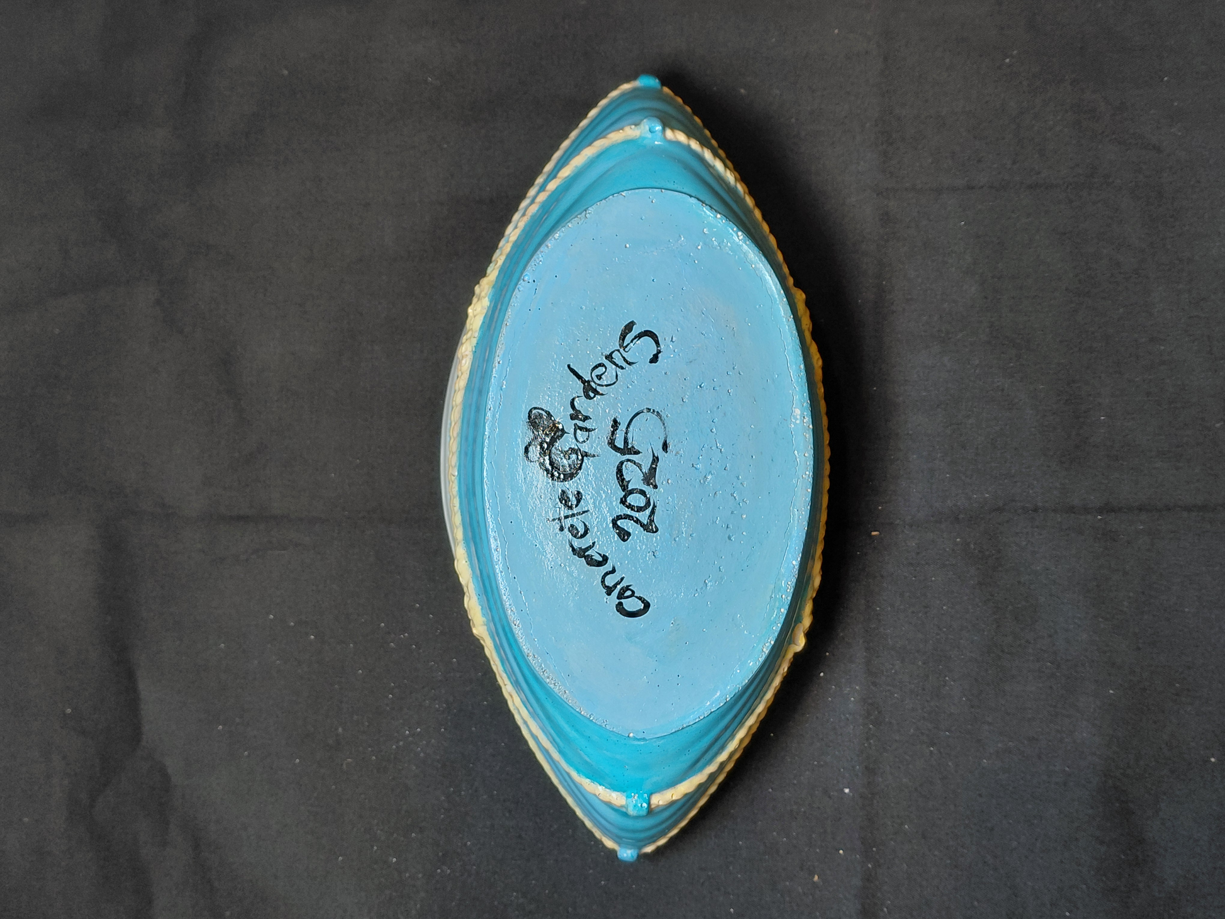 Boat Container/Pot Hand Painted Concrete