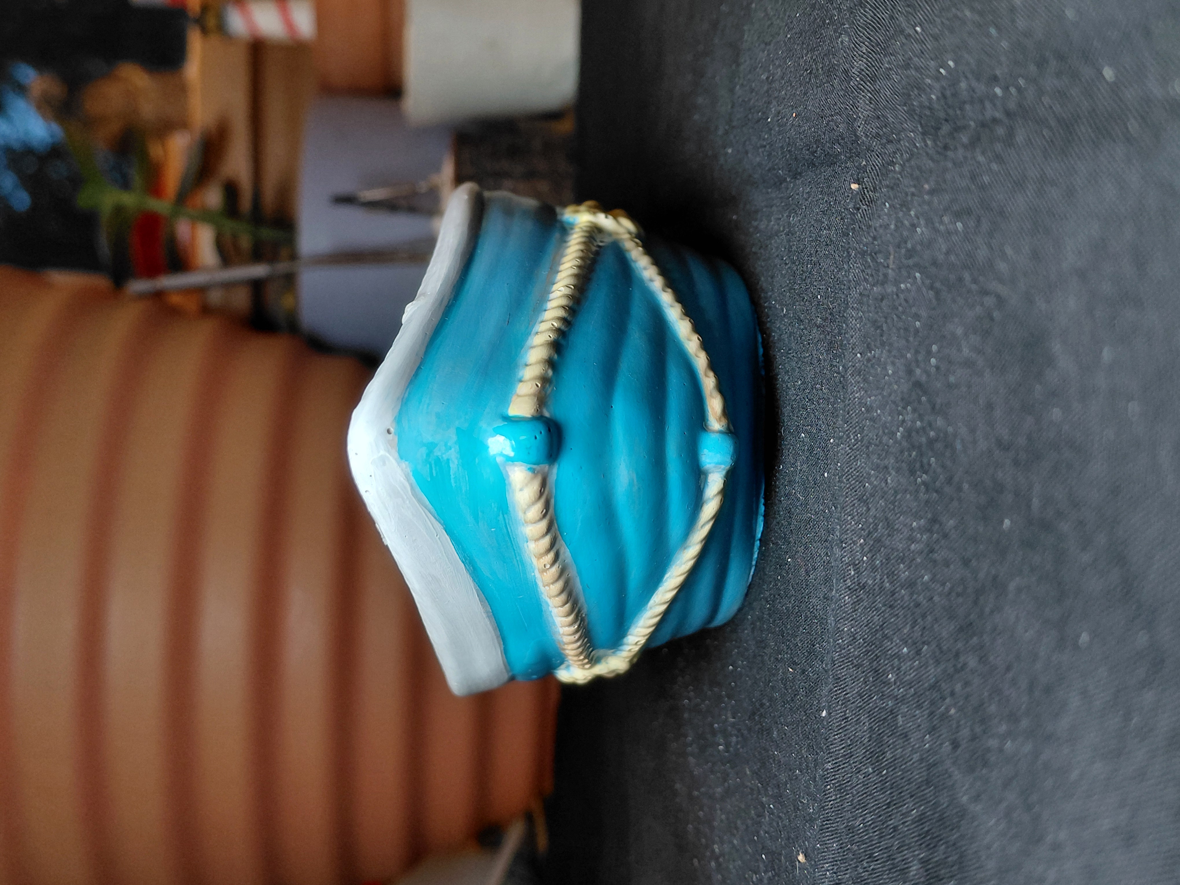 Boat Container/Pot Hand Painted Concrete