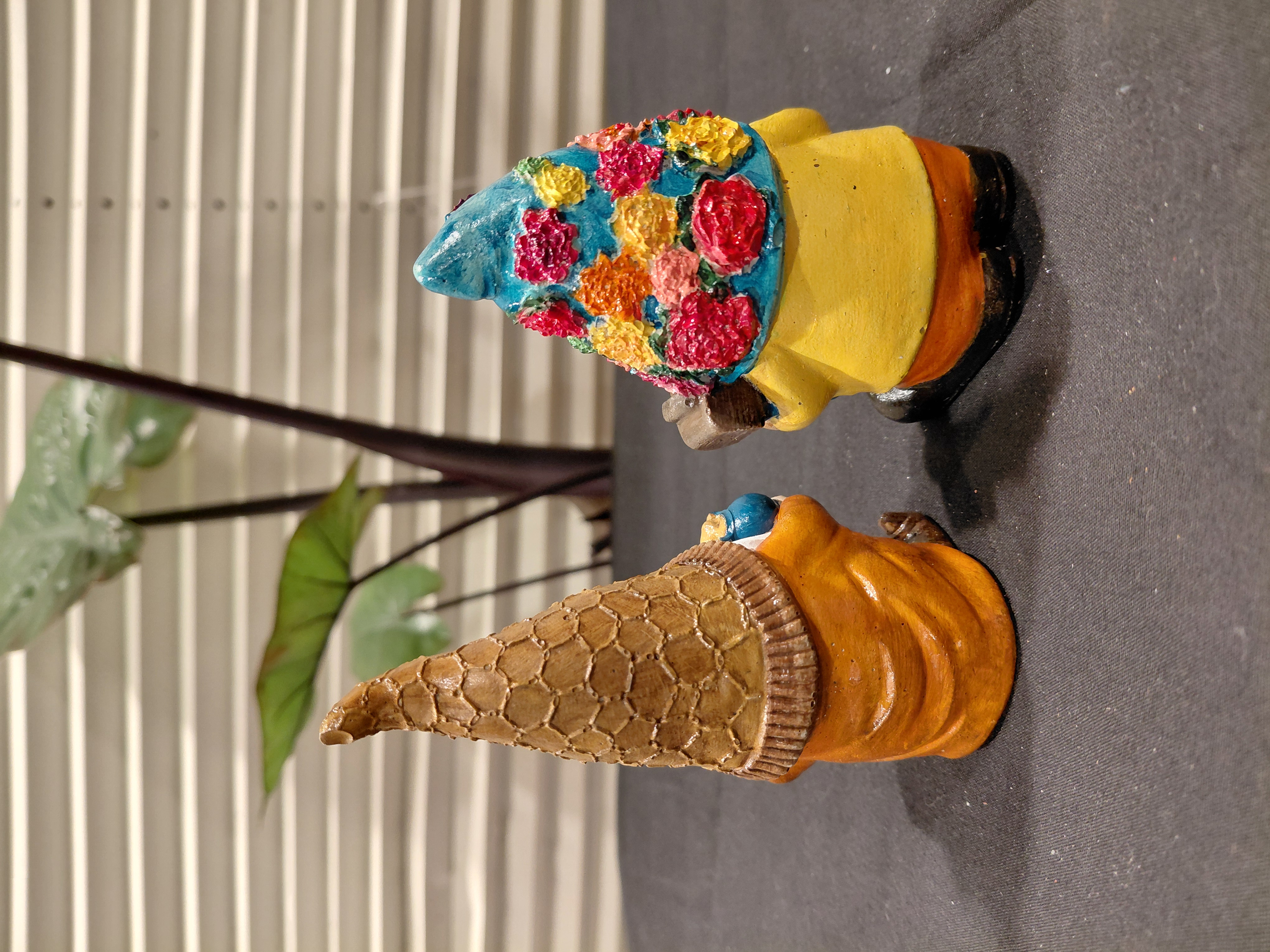 Set of Hand-Painted Concrete Gnome Figurines (2)