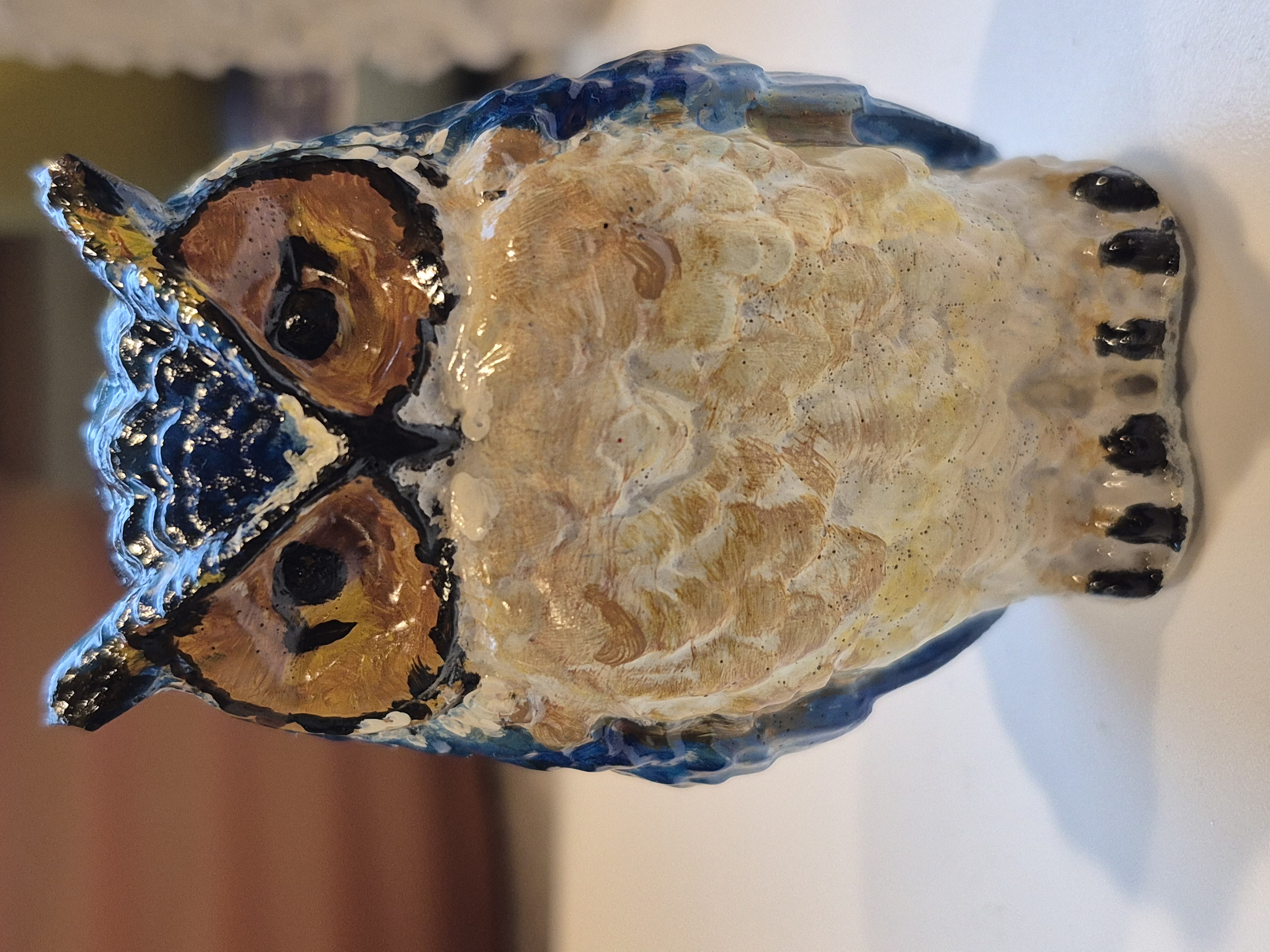 Owl Hand Painted Concrete