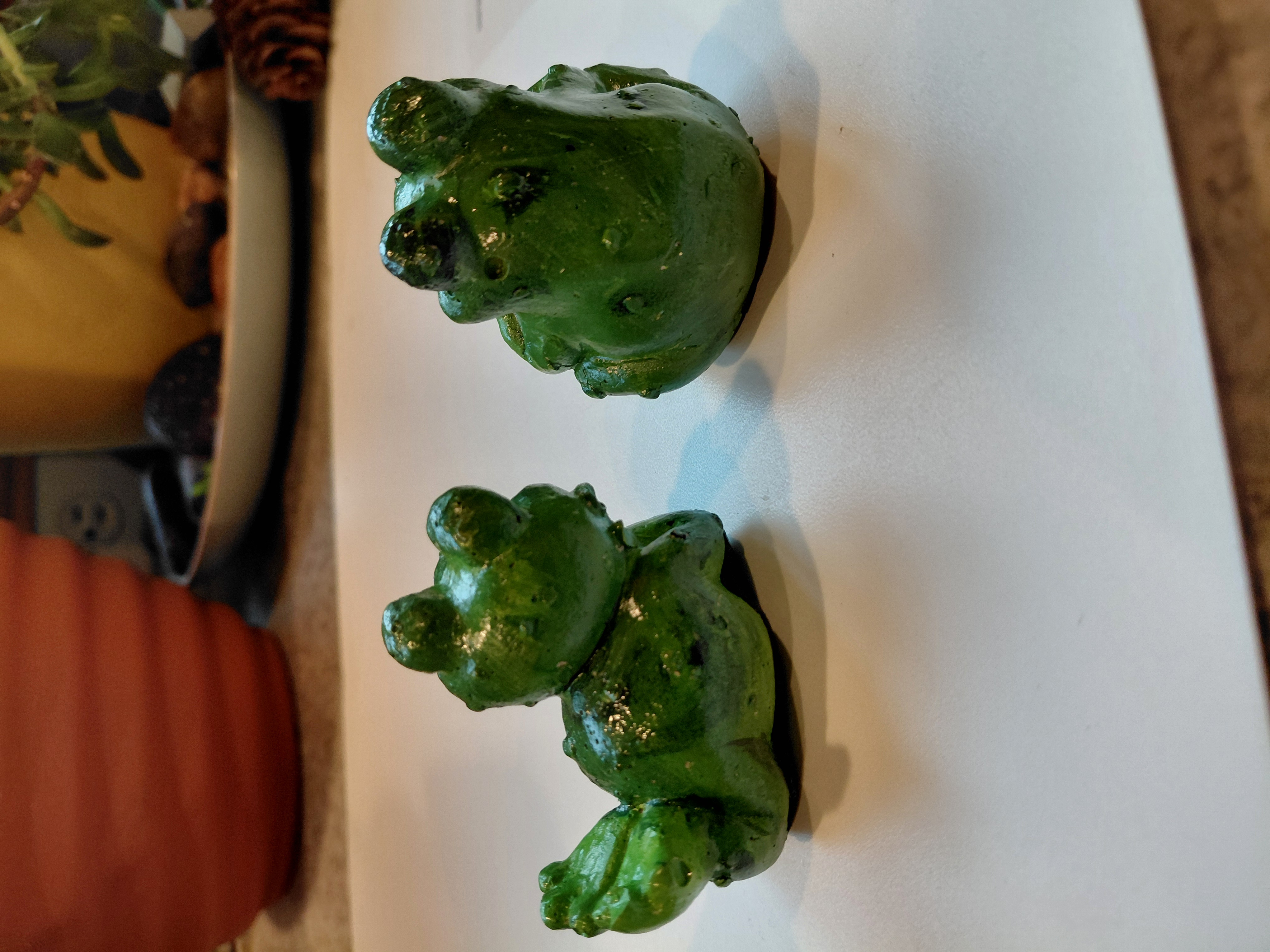 Set of Hand Painted Concrete Frogs