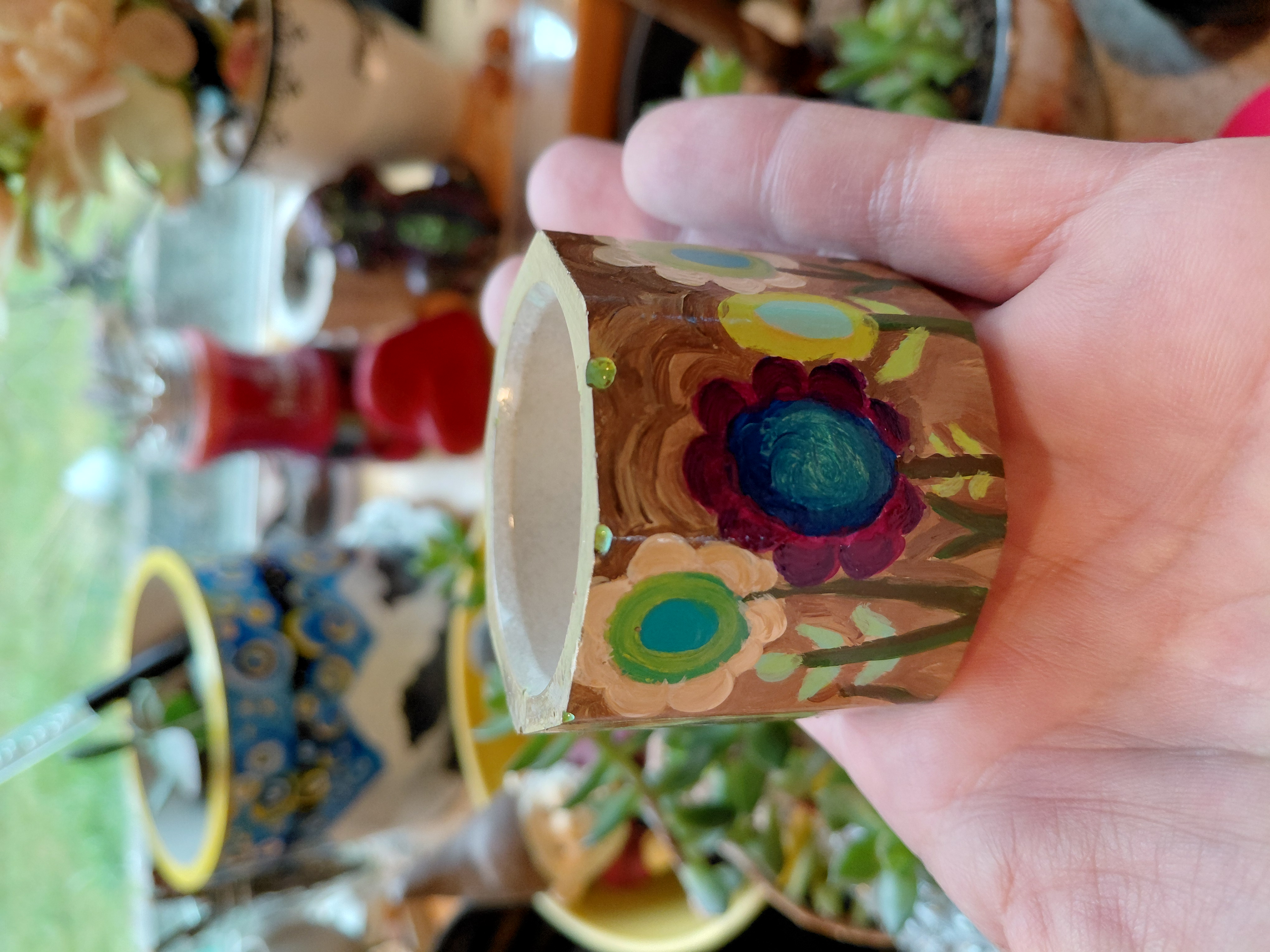 Tiny Painted Octagonal Pot 1.5" tall