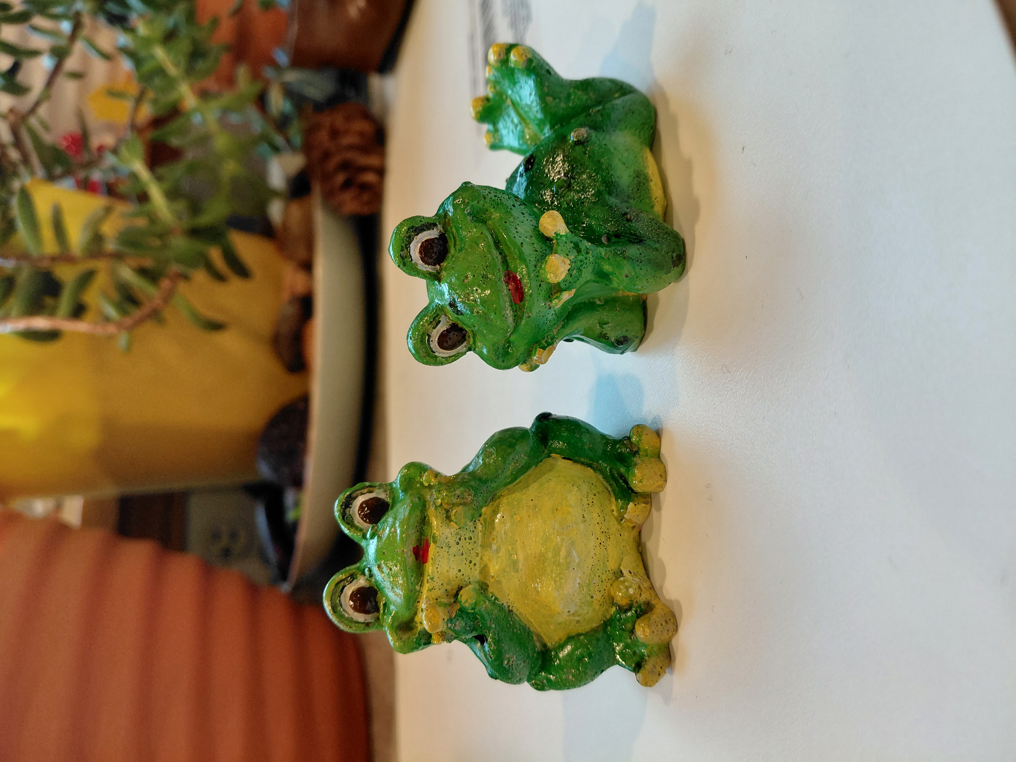 Set of Hand Painted Concrete Frogs