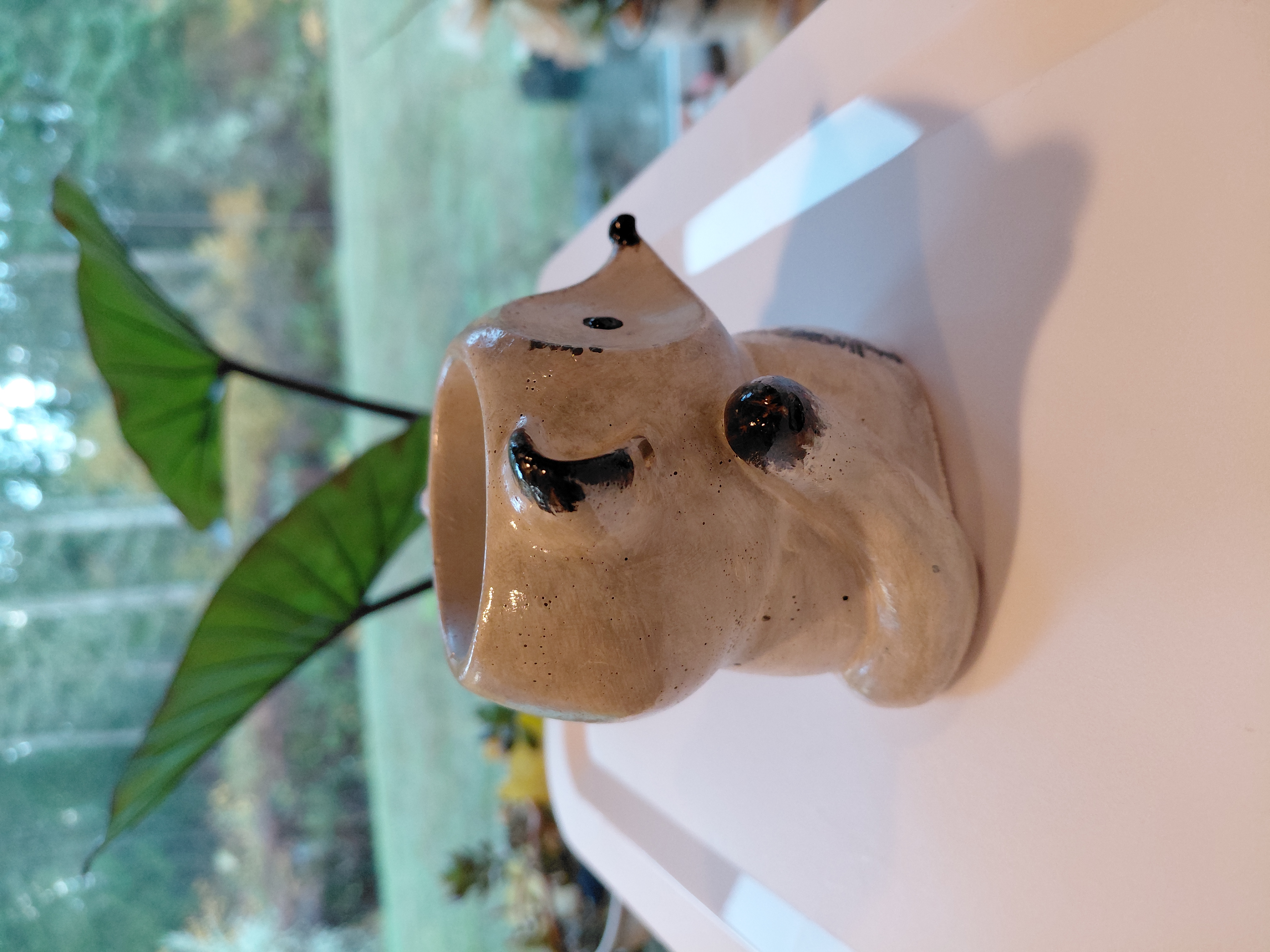 Concrete Hand Painted Arctic Fox Pot 