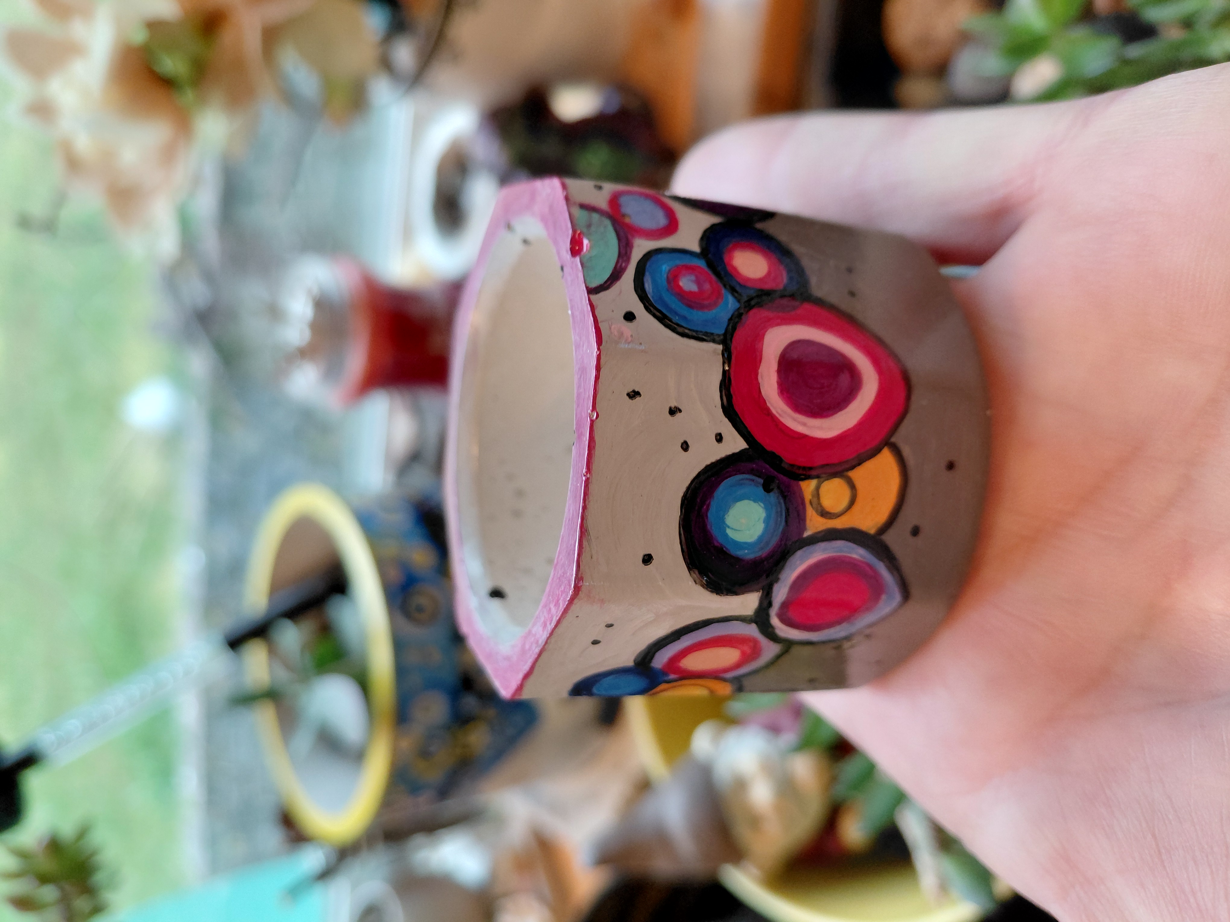 Tiny Painted Octagon Pot 1.75" tall