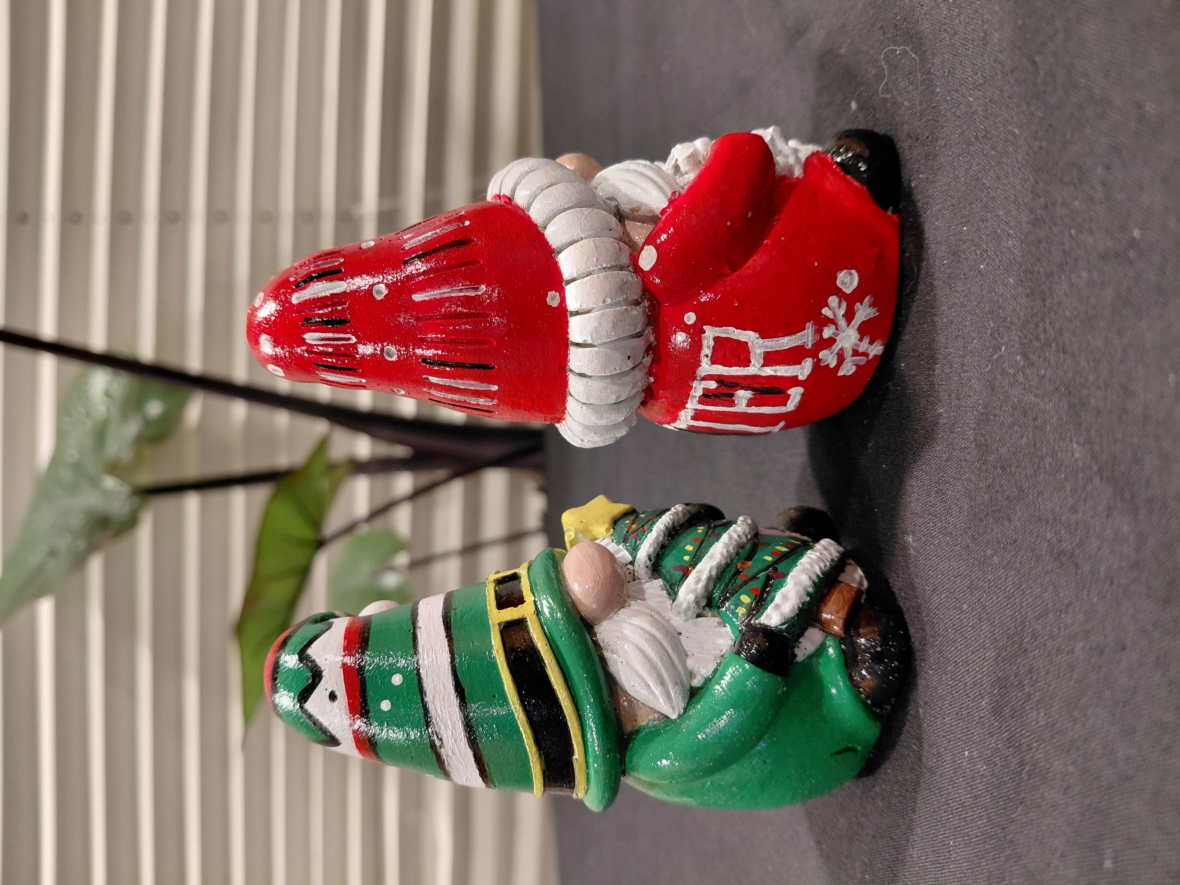 Set of Concrete Hand Painted Christmas Gnomes