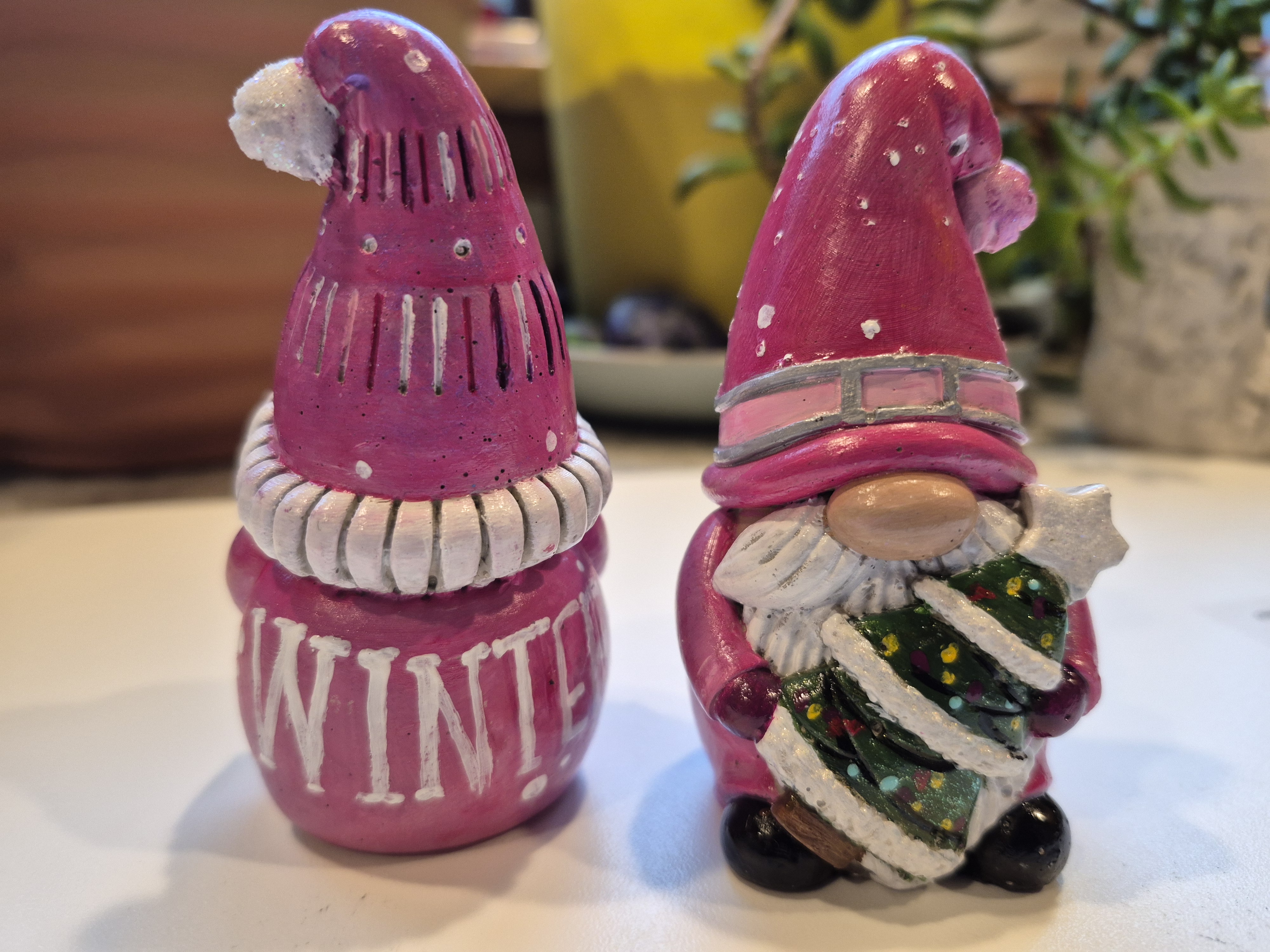 Set of Xmas Gnomes Hand Painted Concrete