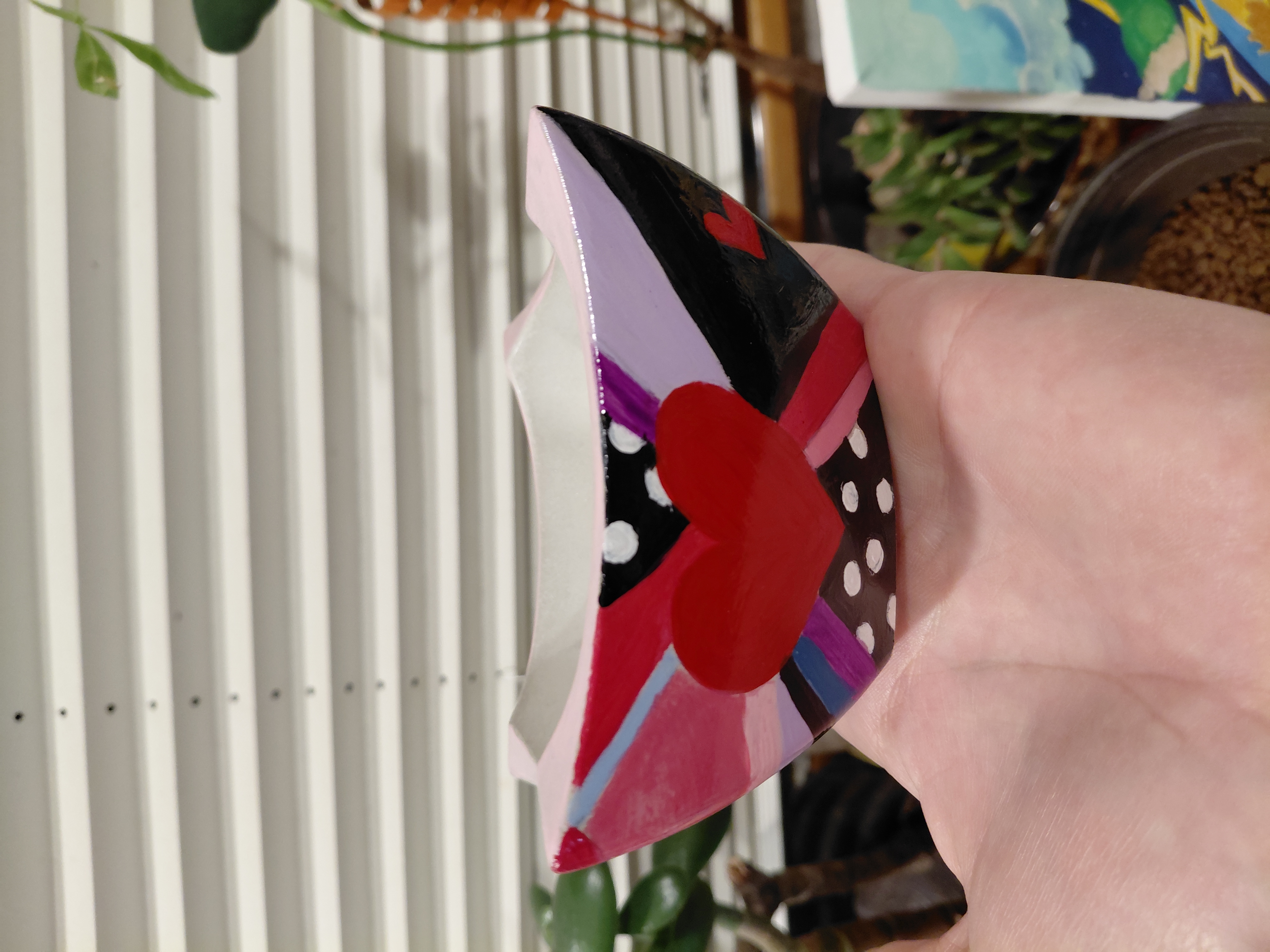 Hearts Painted Square Concave Med Pot 2.5" tall