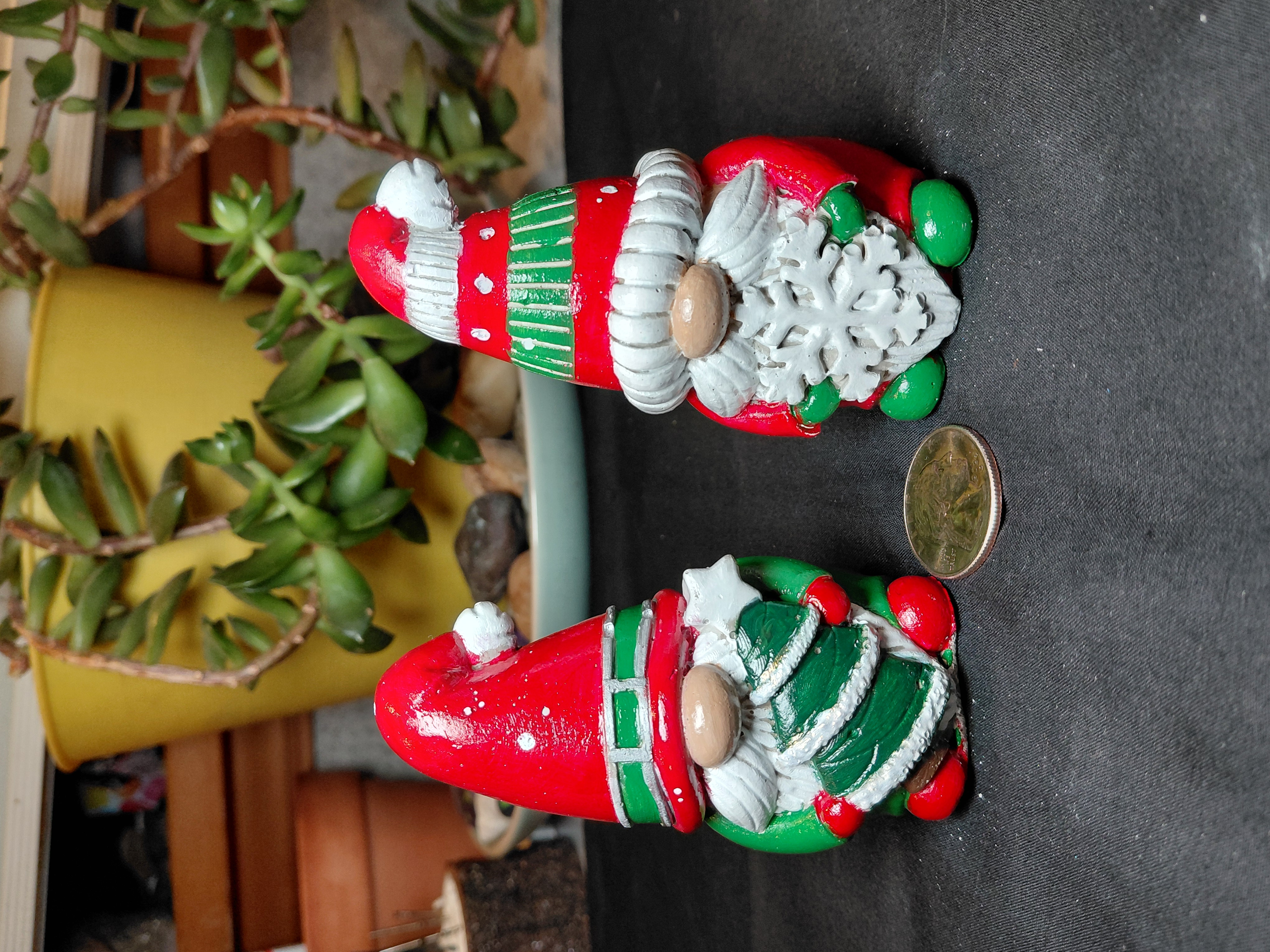Set of Xmas Gnomes Hand Painted Concrete