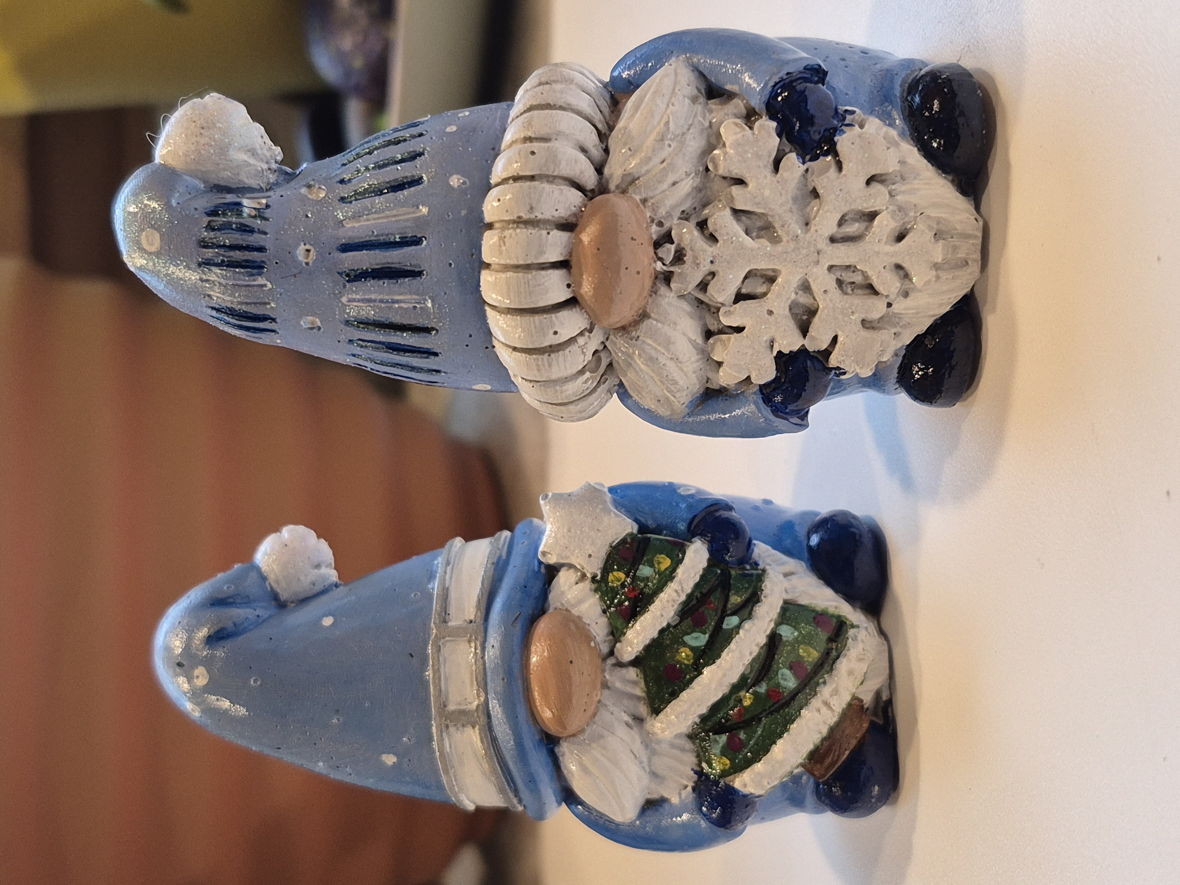 Set of Xmas Gnomes Hand Painted Concrete