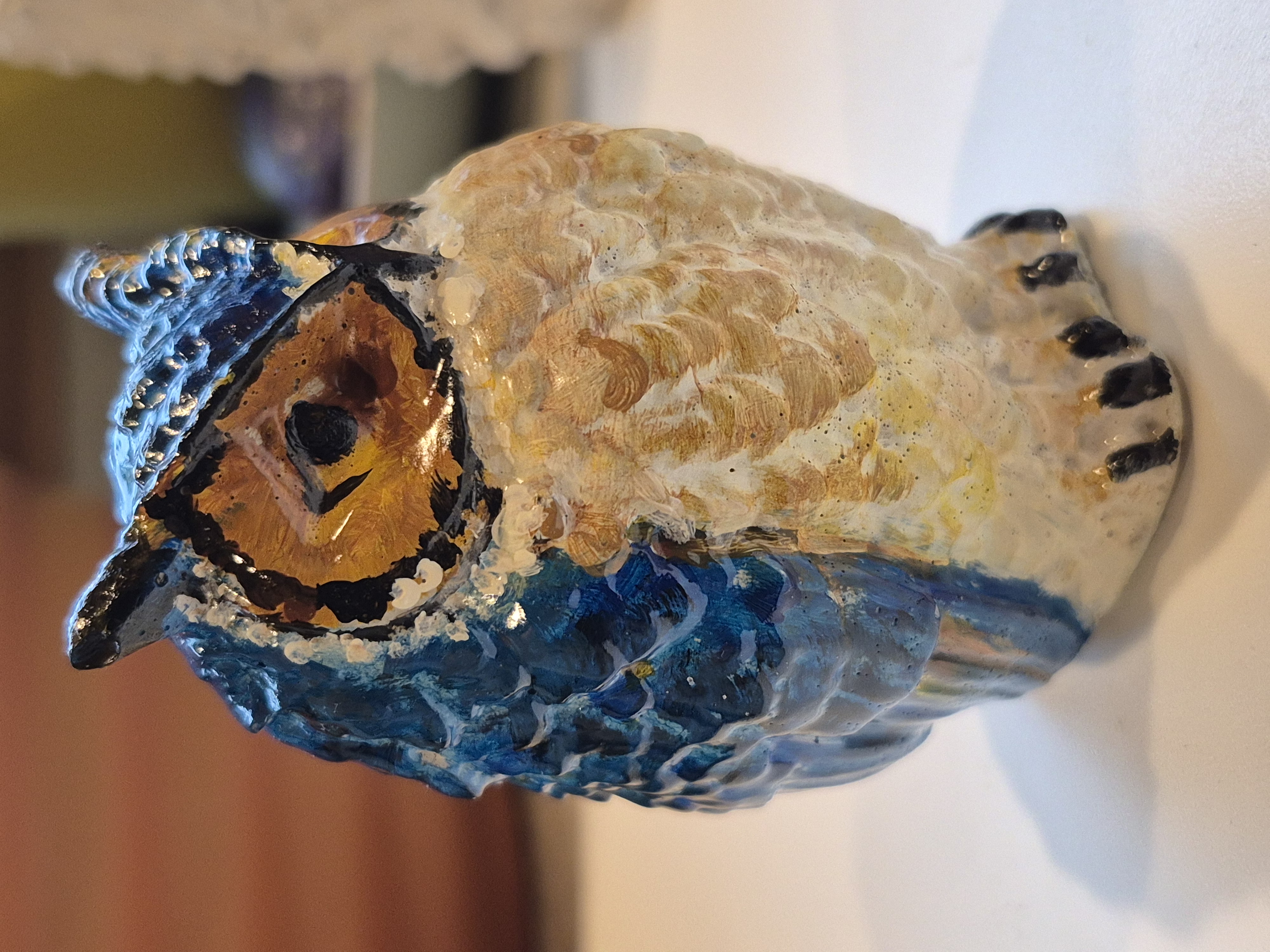 Owl Hand Painted Concrete