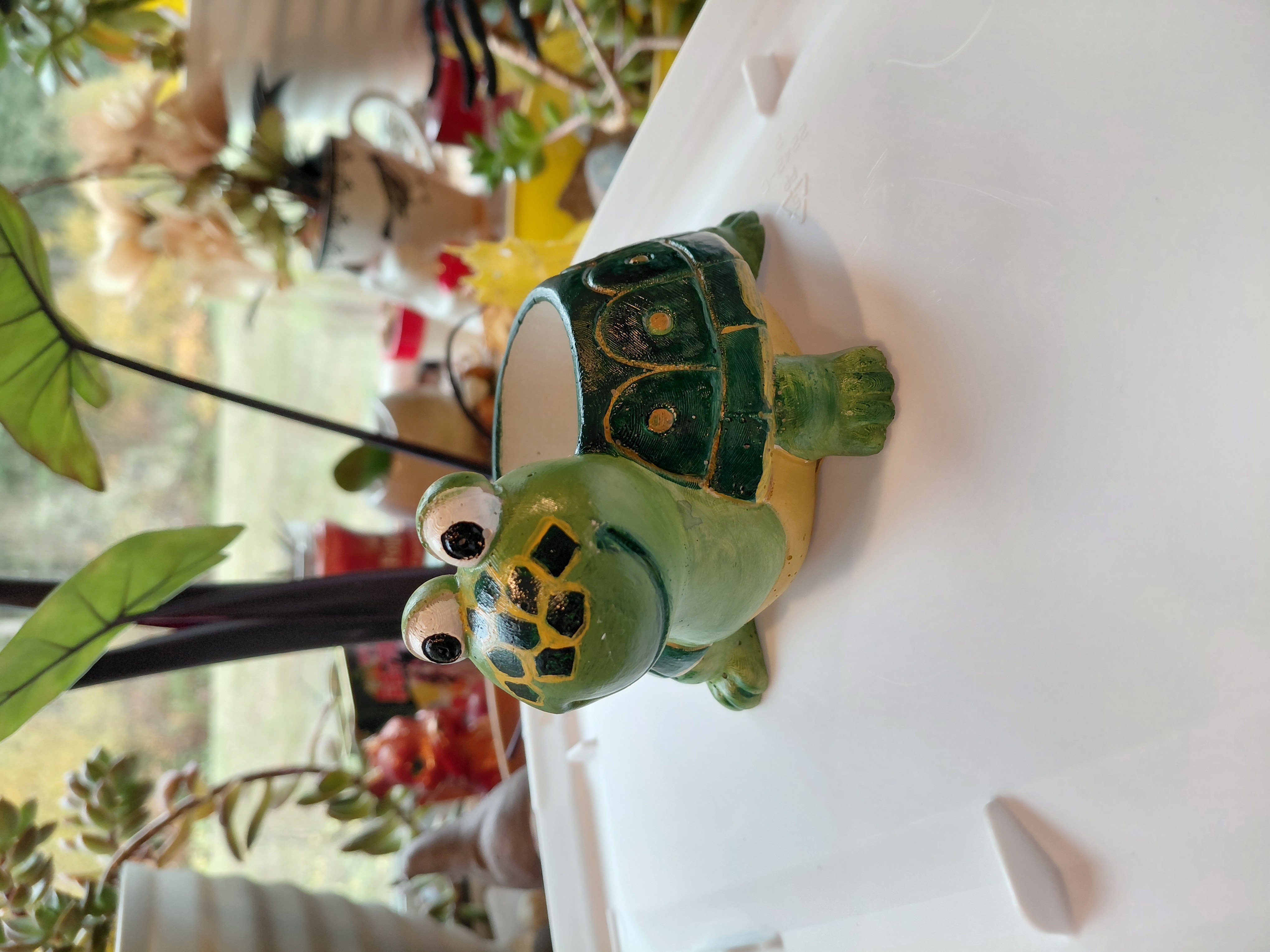 Turtle Pot Hand Painted Concrete