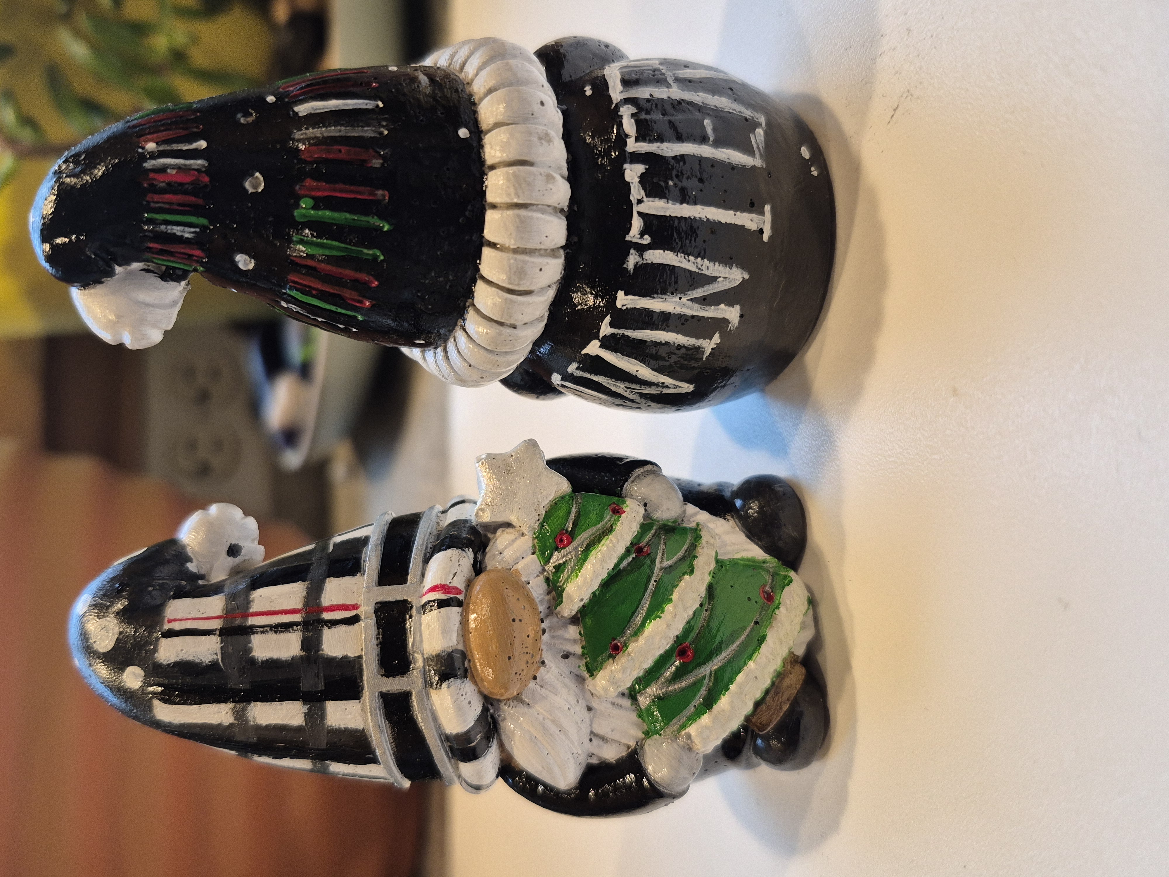 Set of Xmas Gnomes Hand Painted Concrete