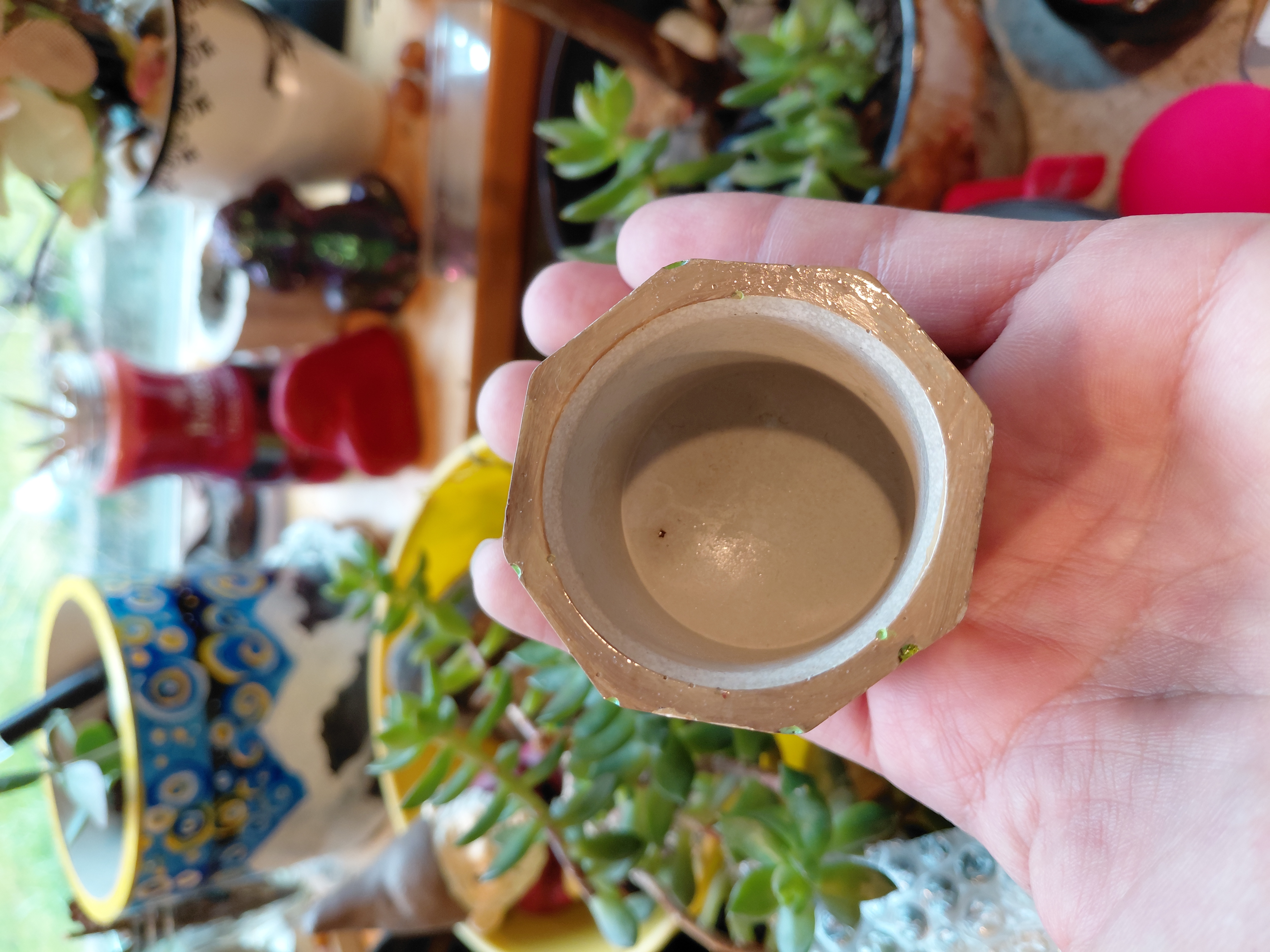 Tiny Painted Octagonal Pot 1.5" tall