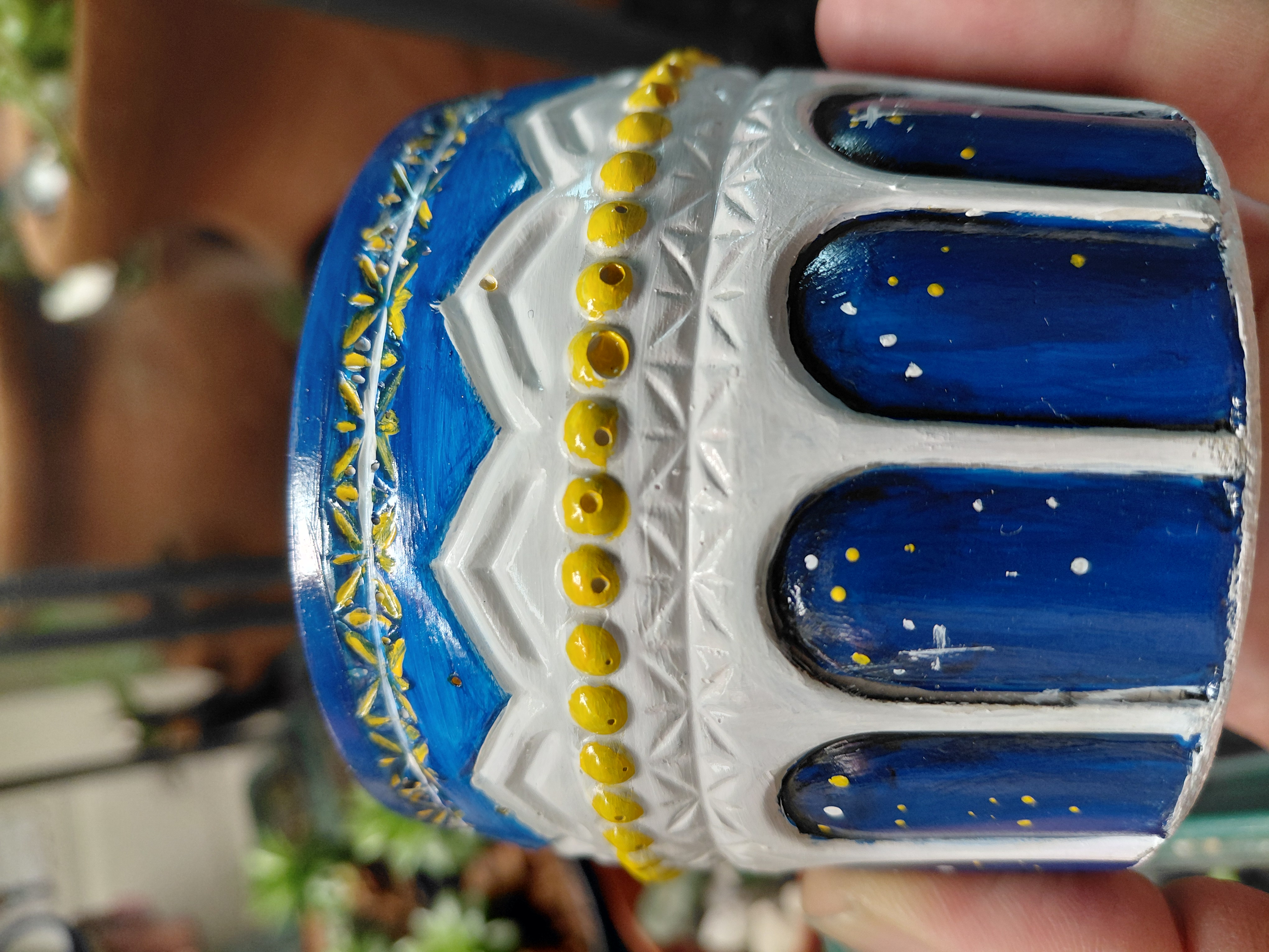 Stary Night Hand Painted Pot 2.75" tall