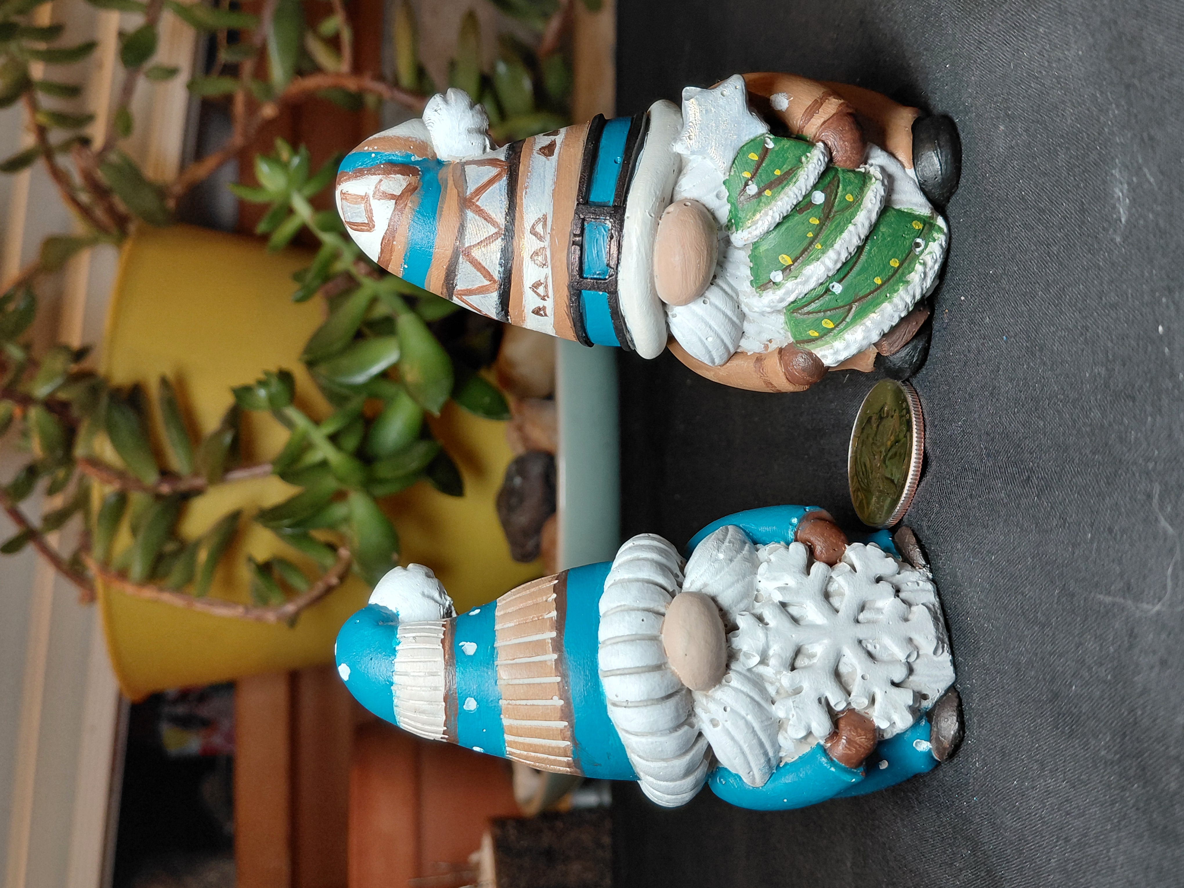 Set of Xmas Gnomes Hand Painted Concrete