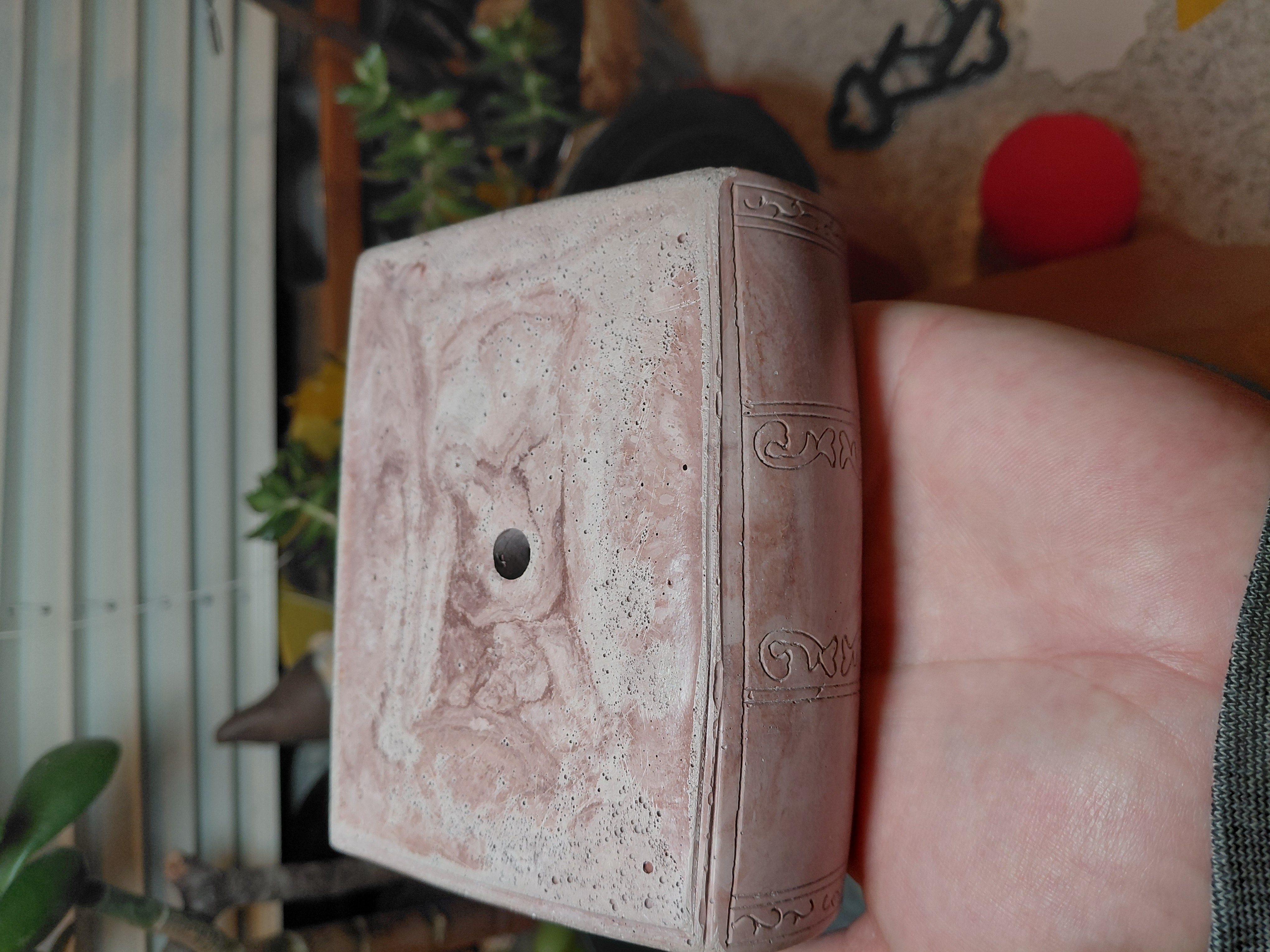 Brown Book Pot w/Hole